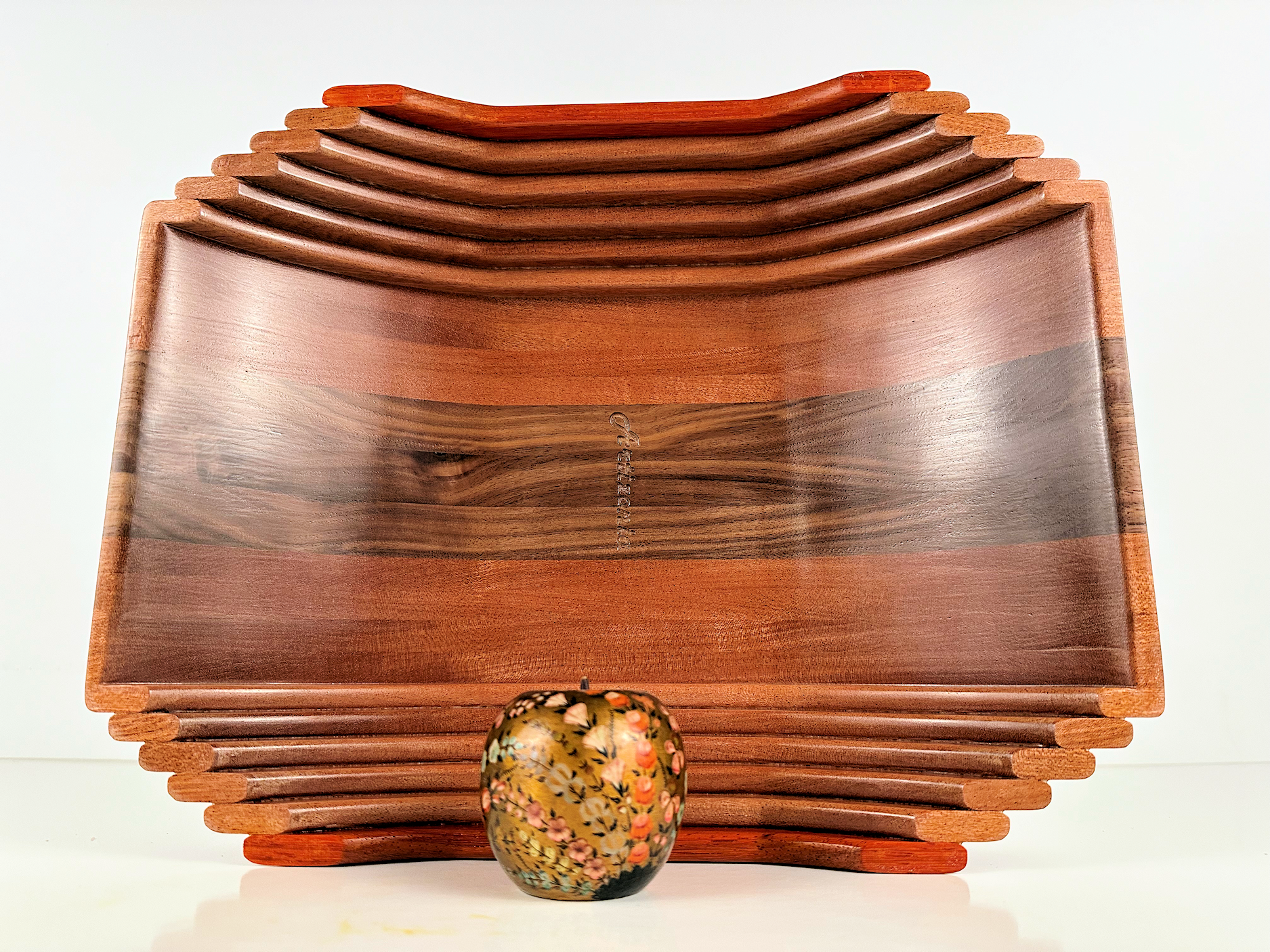 Wood Bowl in Walnut, African Sapele Mahogany, and Padauk
