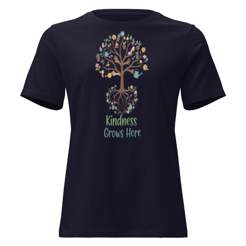 Kindness Grows Here Women’s Relaxed Fit T-Shirt | Eco-Friendly Positive Tee