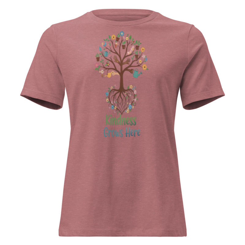 Kindness Grows Here Women’s Relaxed Fit T-Shirt | Eco-Friendly Positive Tee