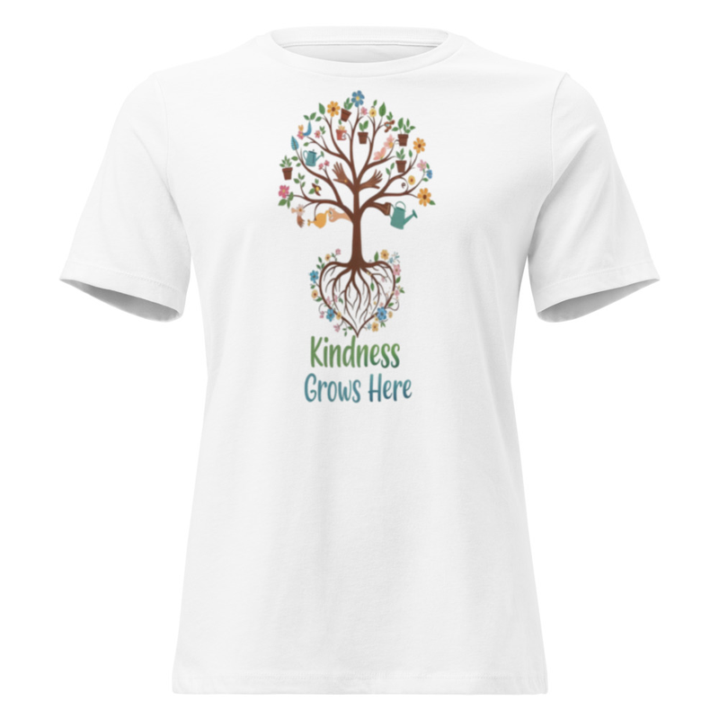 Kindness Grows Here Women’s Relaxed Fit T-Shirt | Eco-Friendly Positive Tee