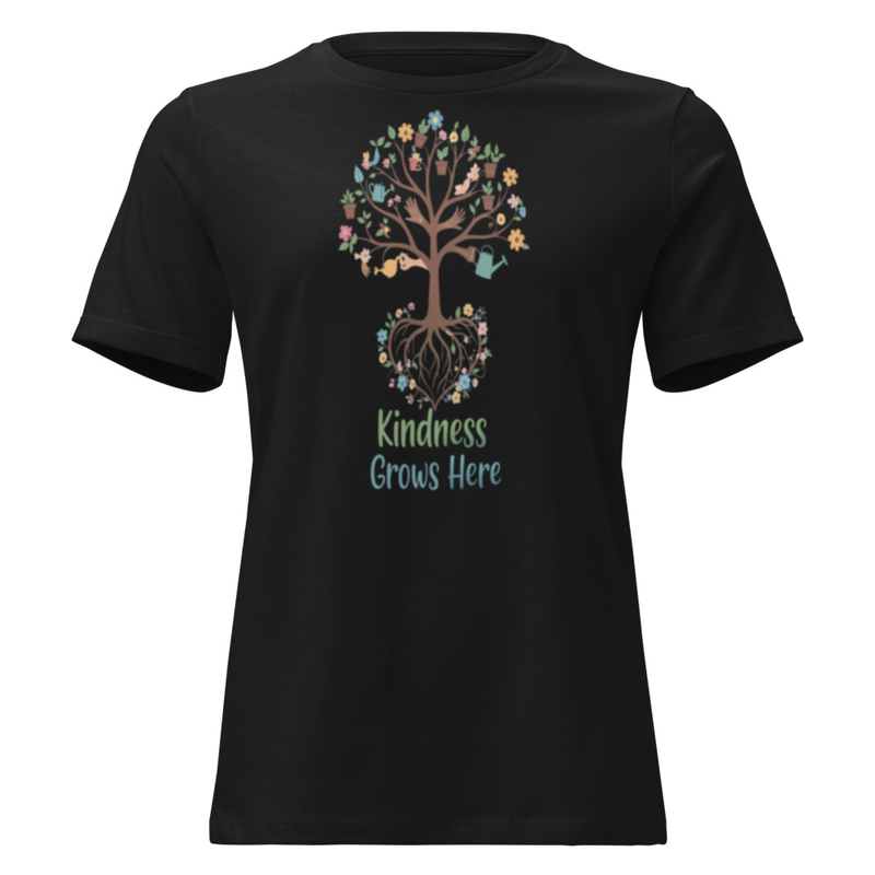 Kindness Grows Here Women’s Relaxed Fit T-Shirt | Eco-Friendly Positive Tee