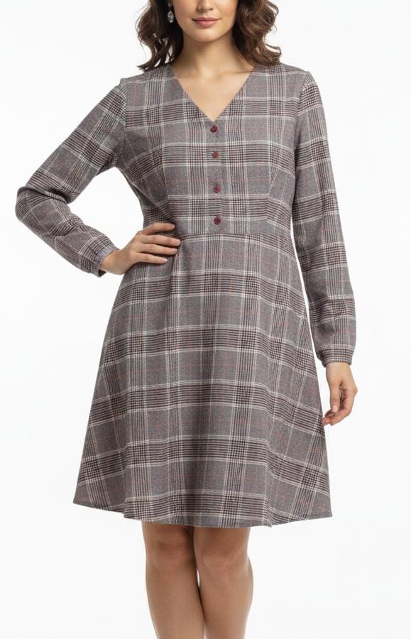 Plaid A-Line Dress - L Size