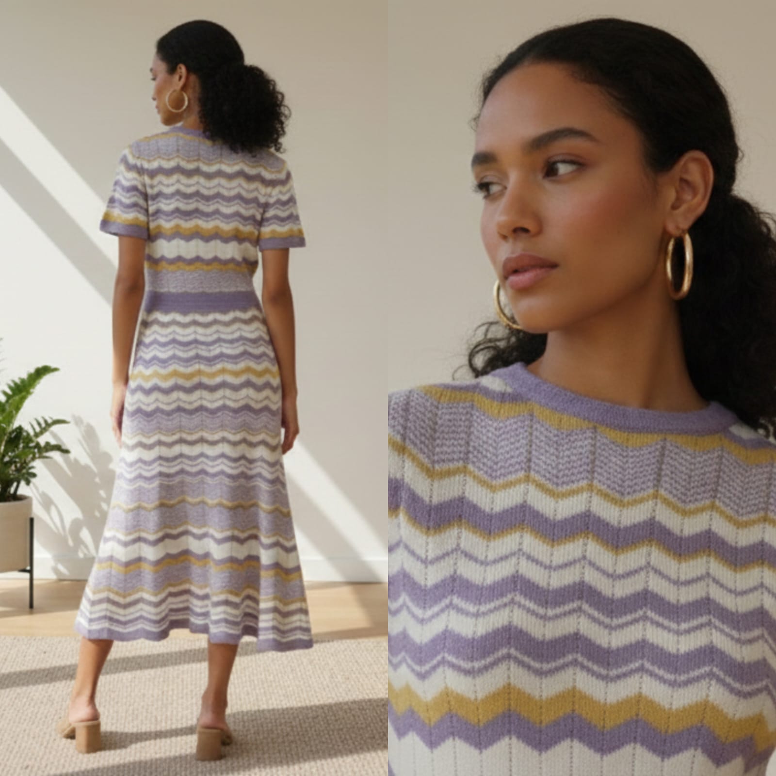 Lilac Chevron Knit Dress - S & M Size