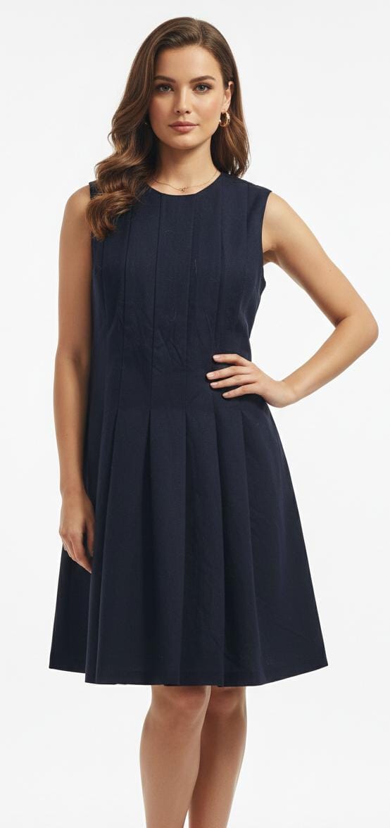 Classic Navy Sleeveless Dress - L size