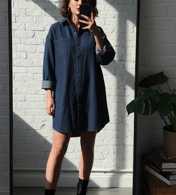 Denim Shirt Dress - XXL Size