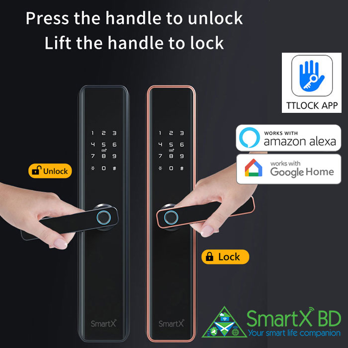 SmartX Fingerprint Door Lock TTLock App – 6 Unlock Options (SX-718TT)