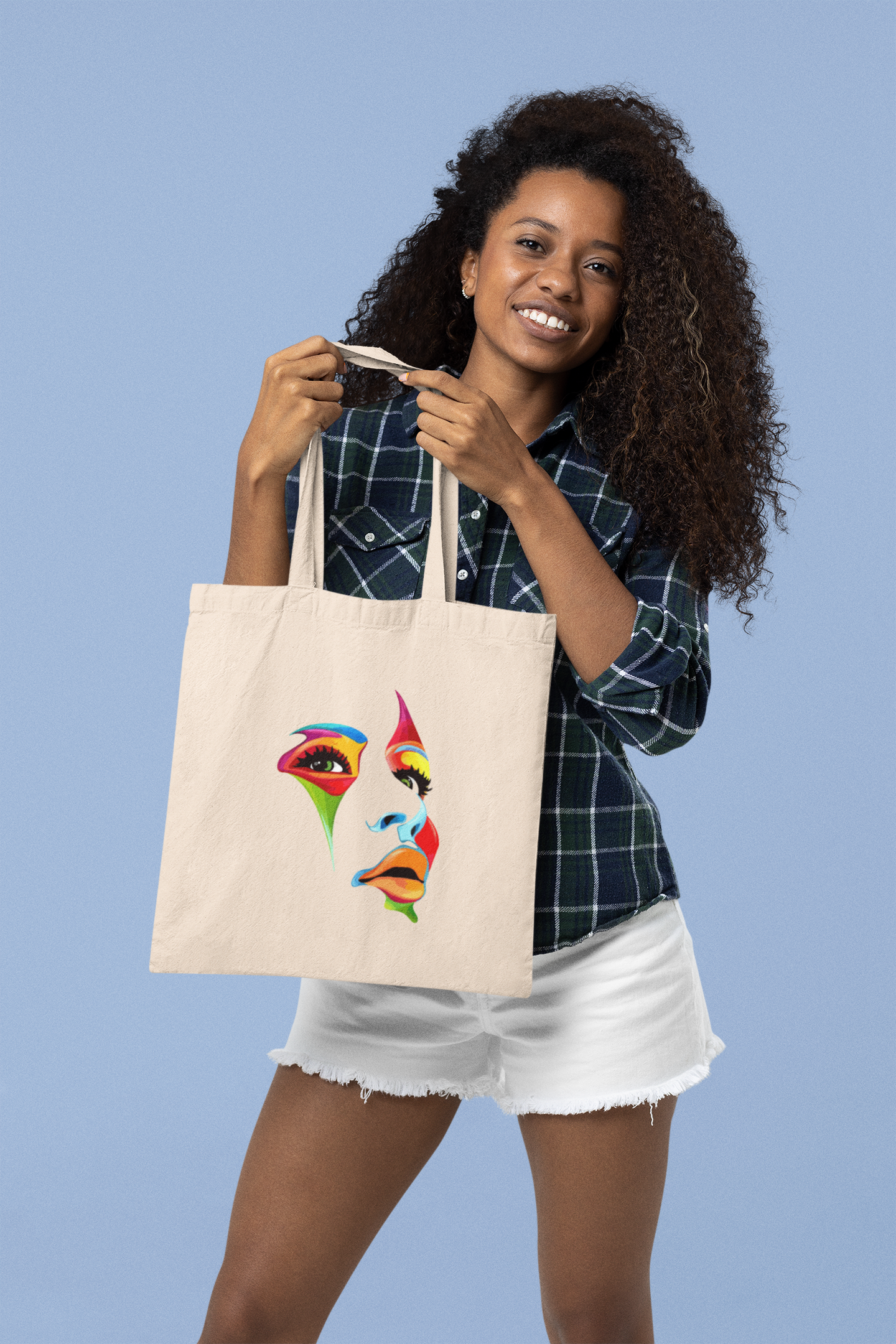 Artistic Face Print Tote Bag