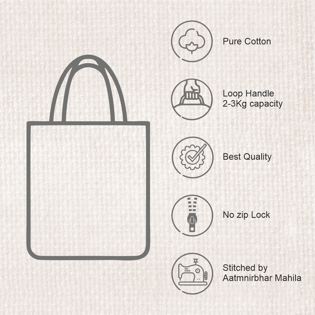 Canvas Tote Bag with Artistic Deer Print