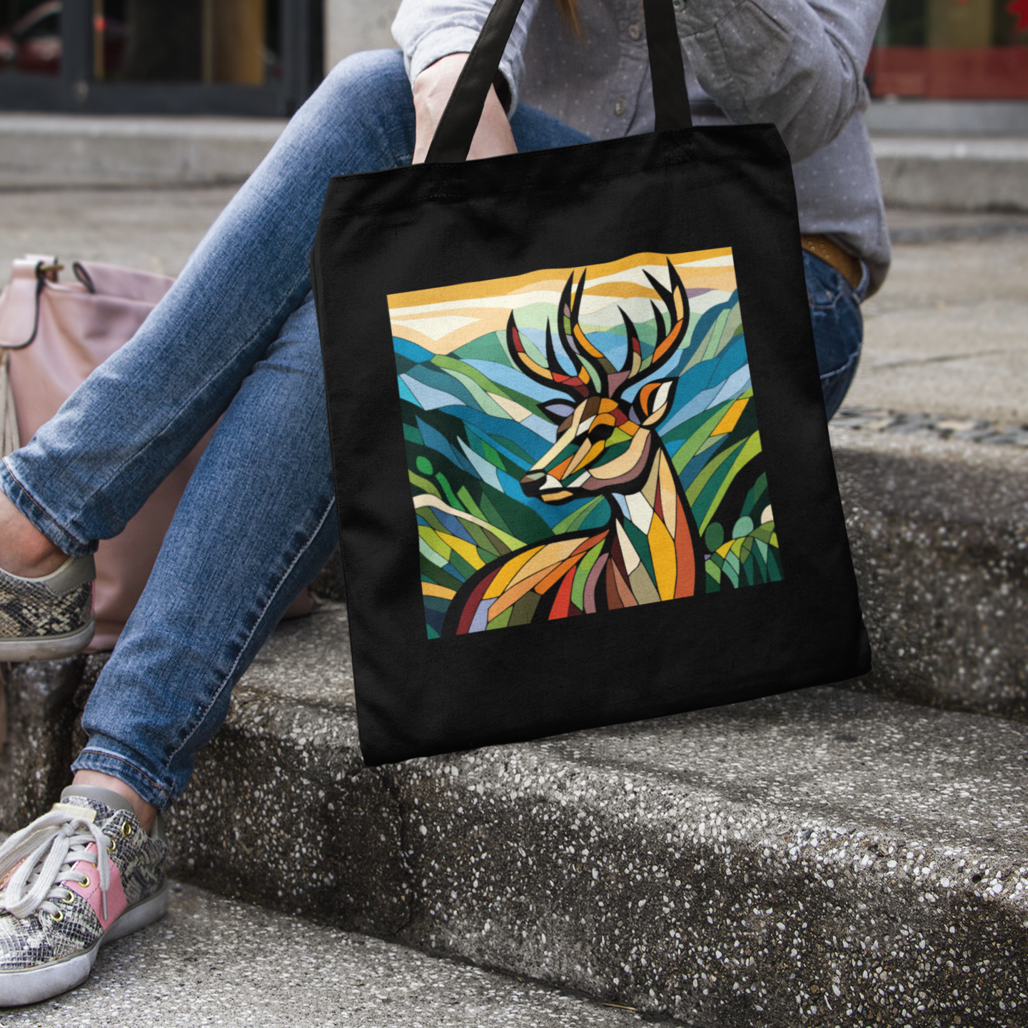 Colorful Deer Art Tote Bag