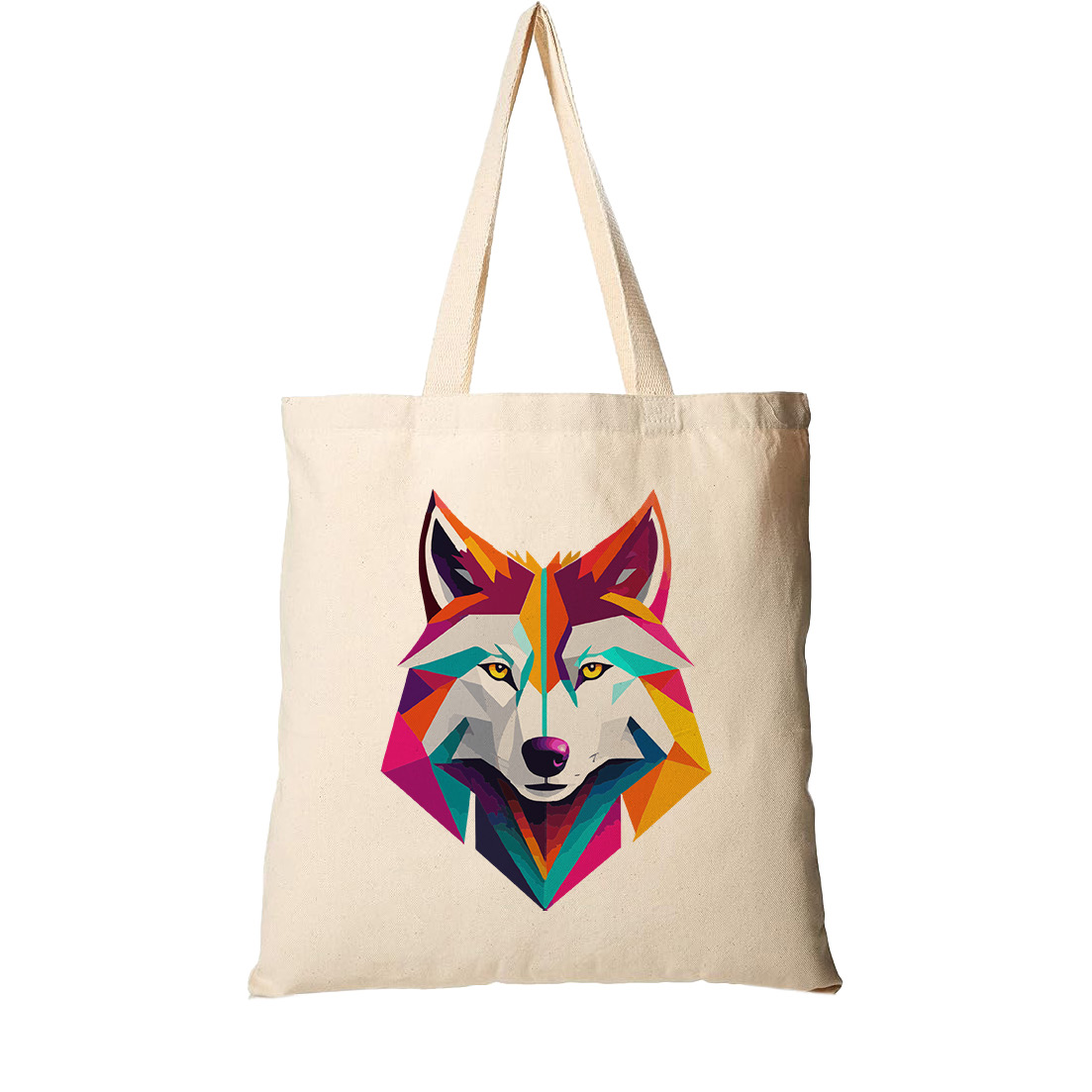 Geometric Wolf Canvas Tote Bag