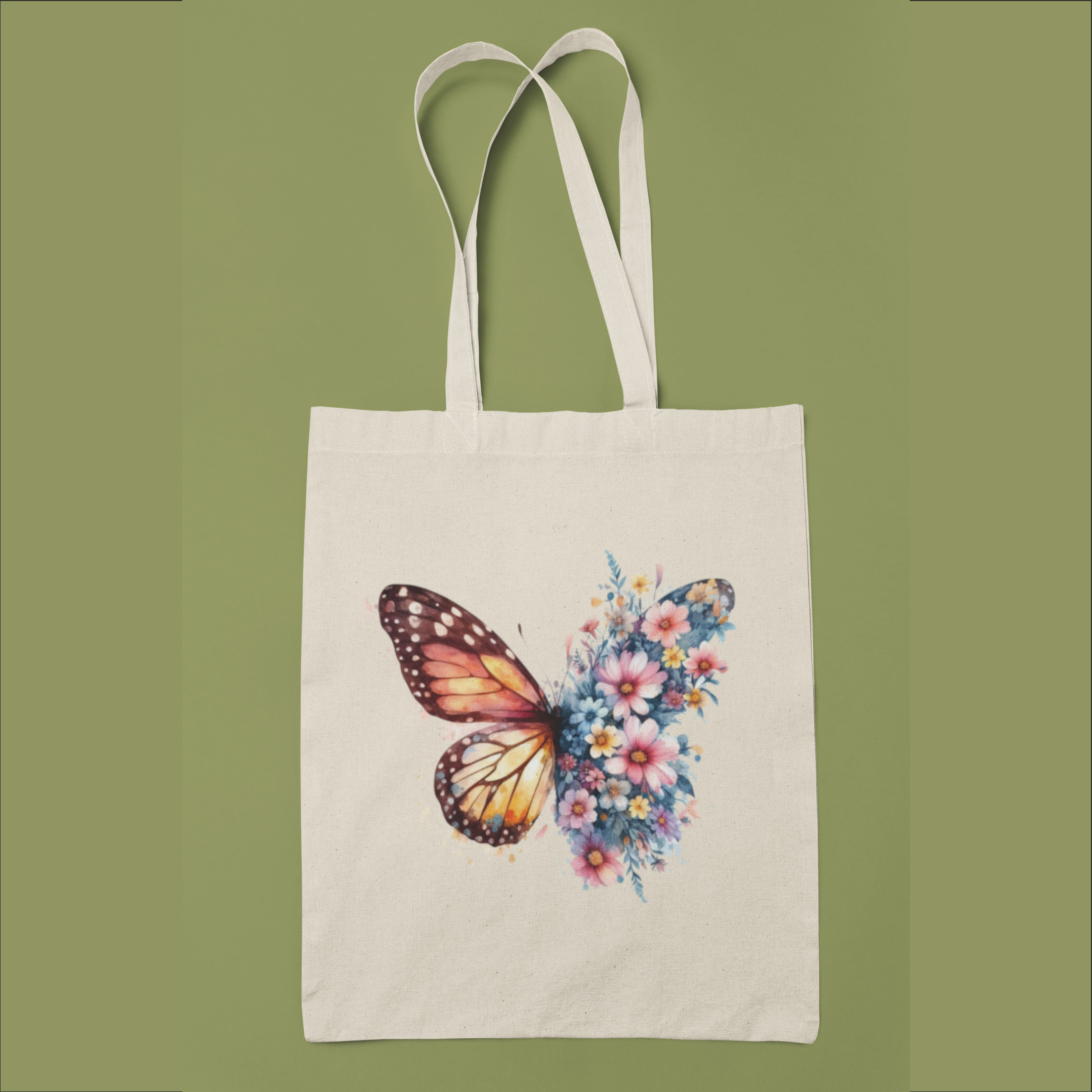 Butterfly Floral Tote Bag