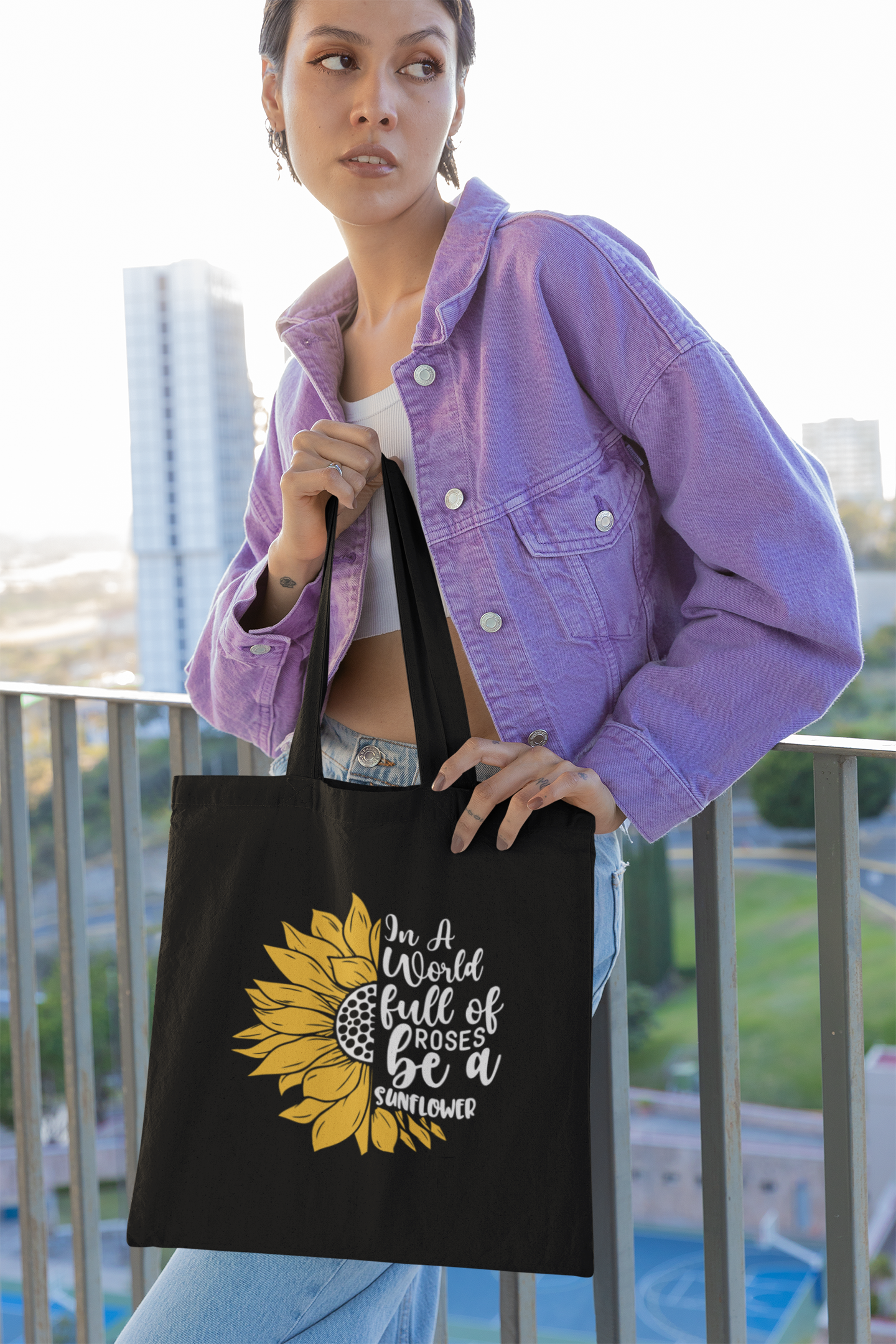 Sunflower Quote Tote Bag