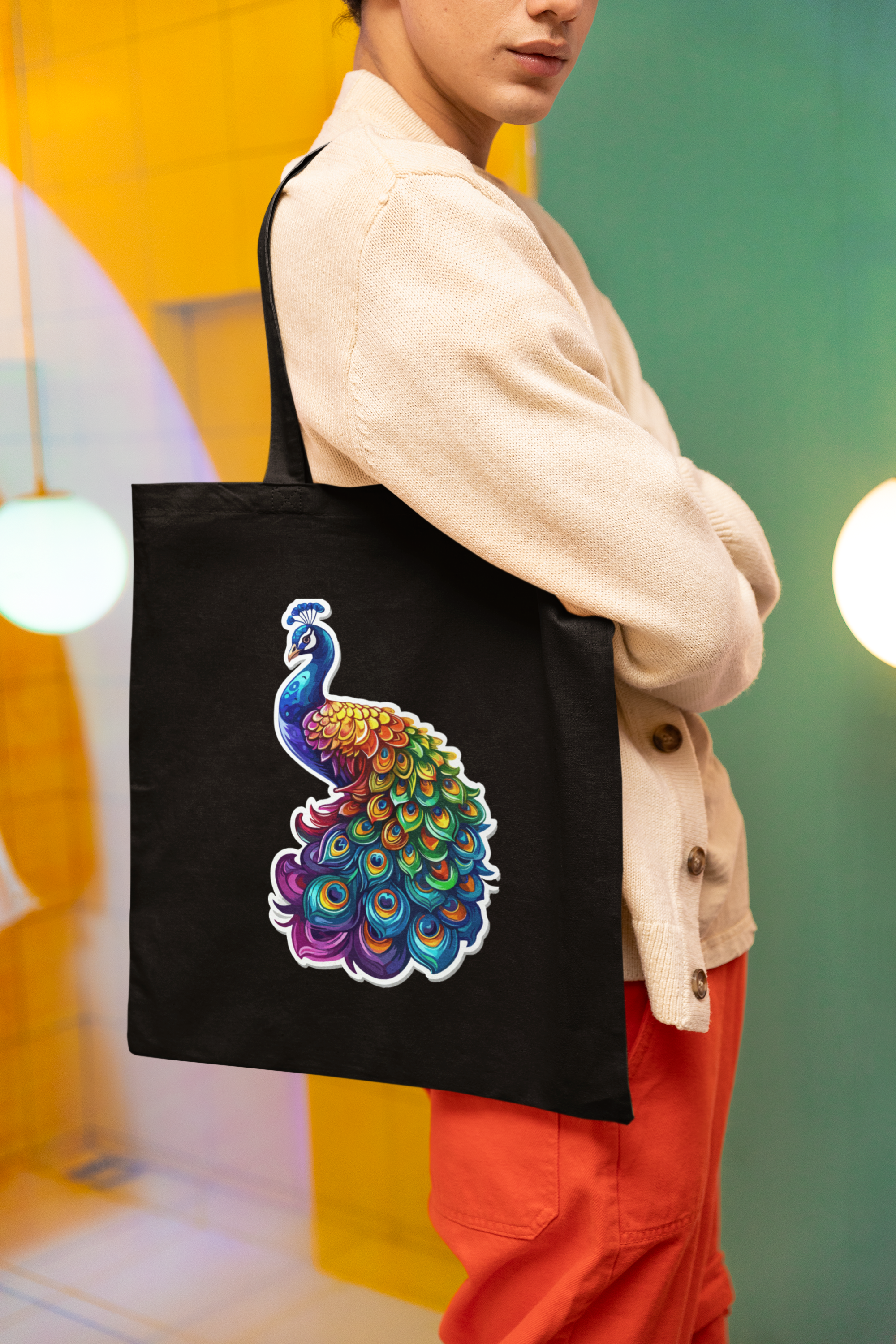Peacock Print Tote Bag