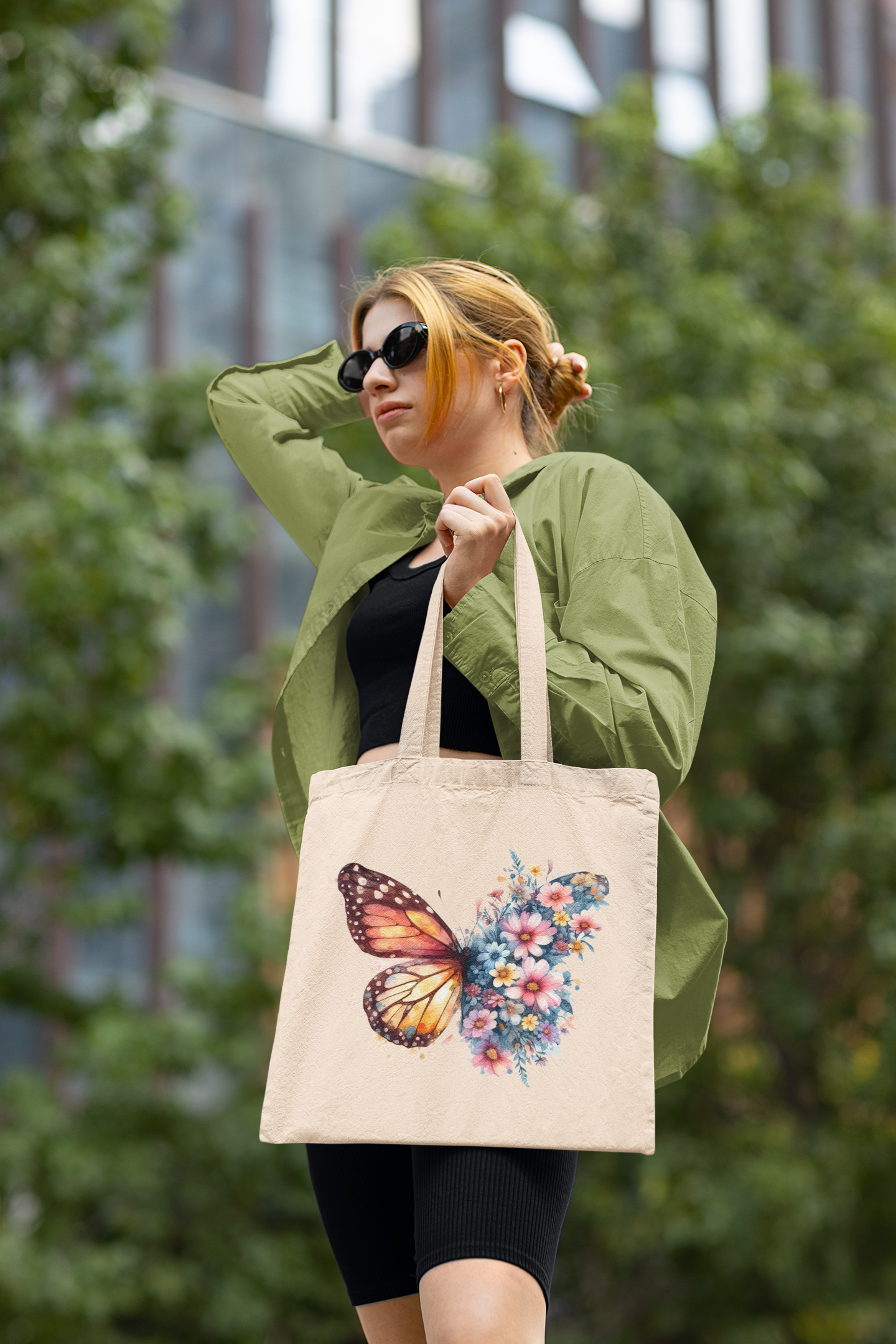 Butterfly Floral Tote Bag