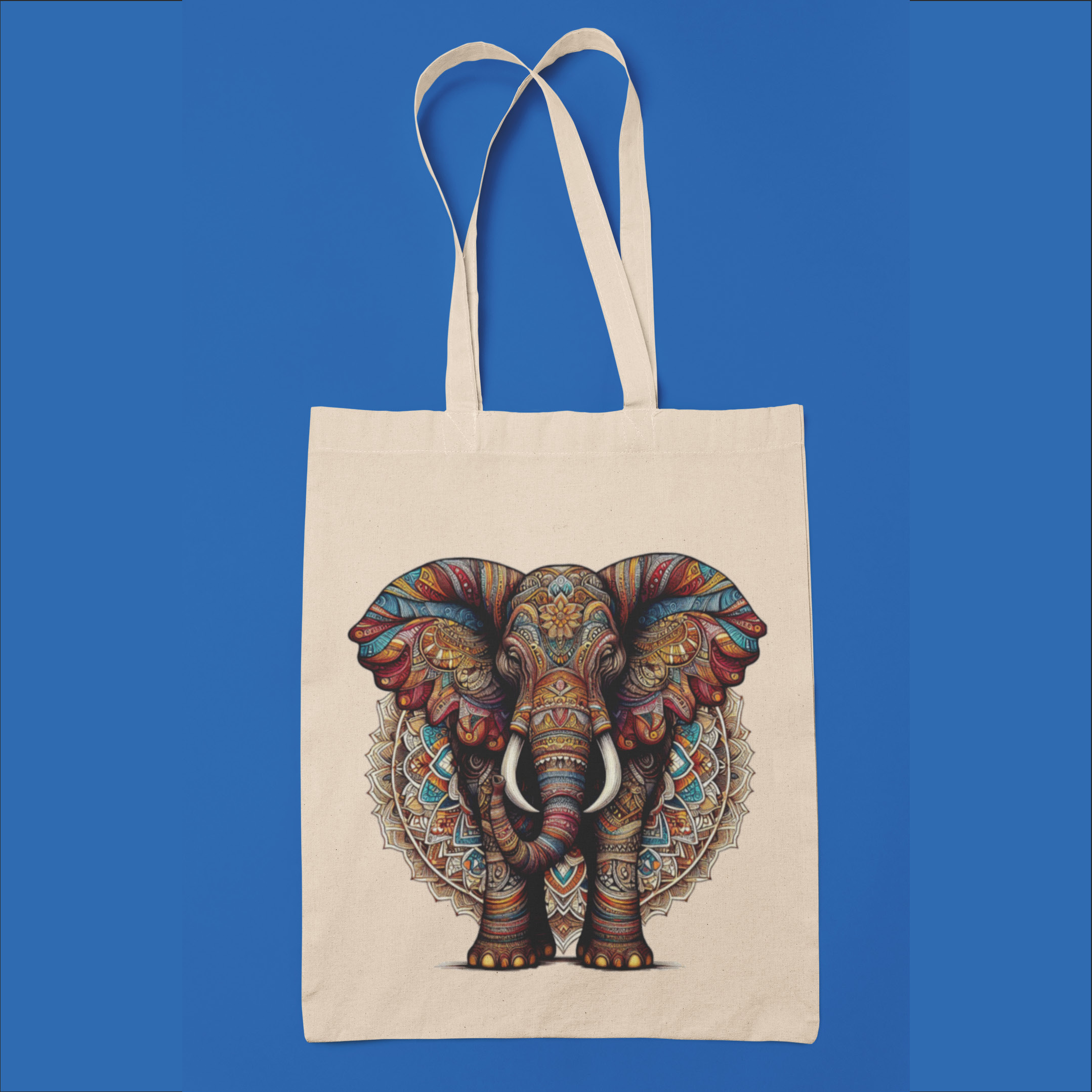 Elephant Print Canvas Tote Bag