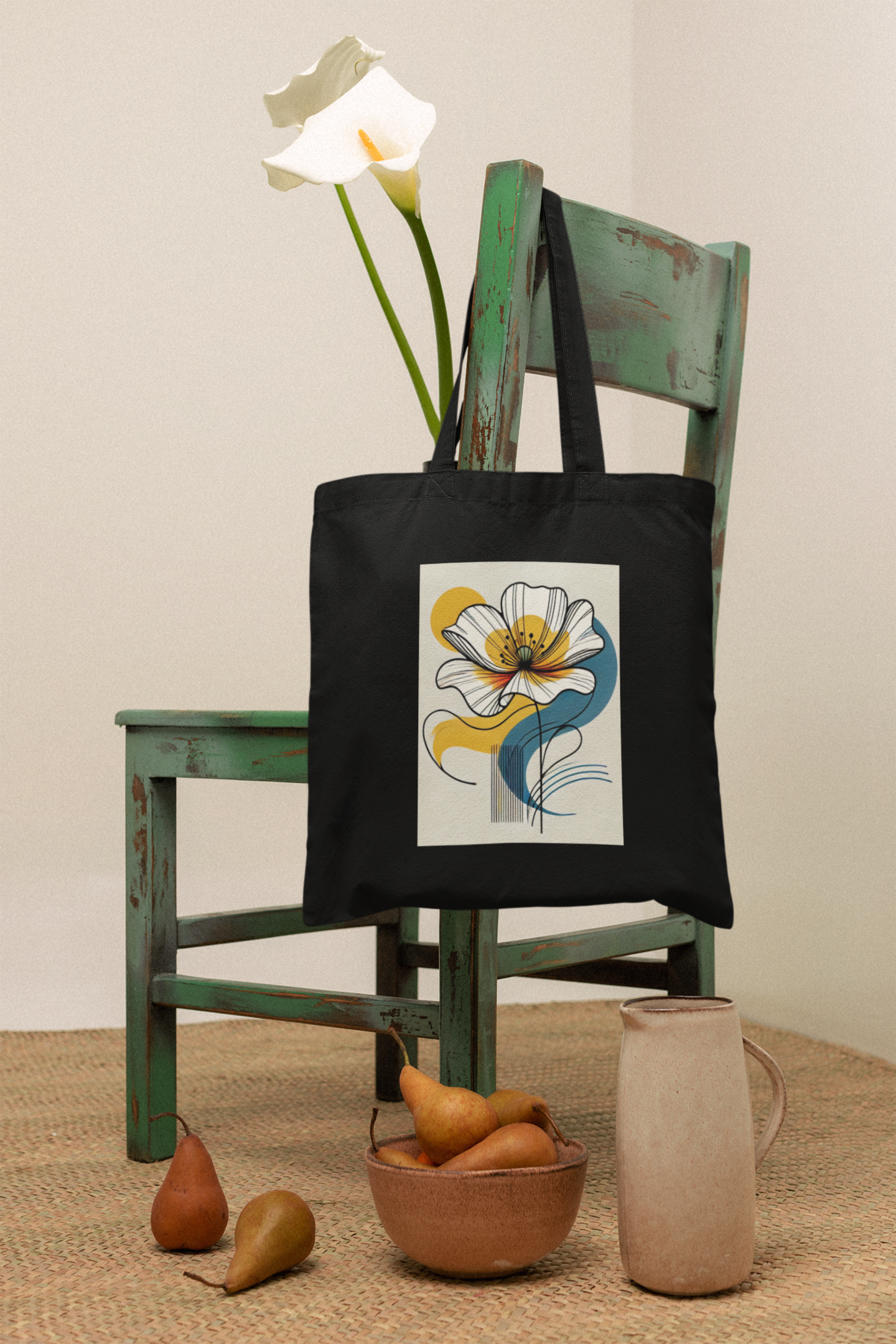 Floral Art Canvas Tote Bag