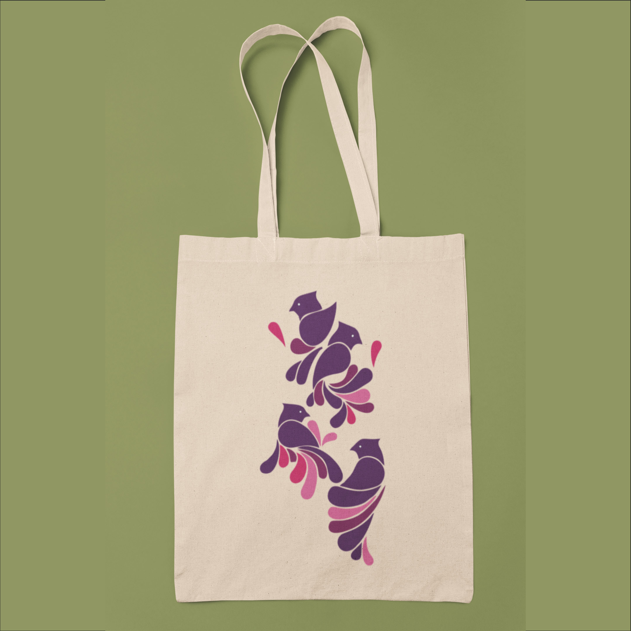 Bird Pattern Canvas Tote Bag