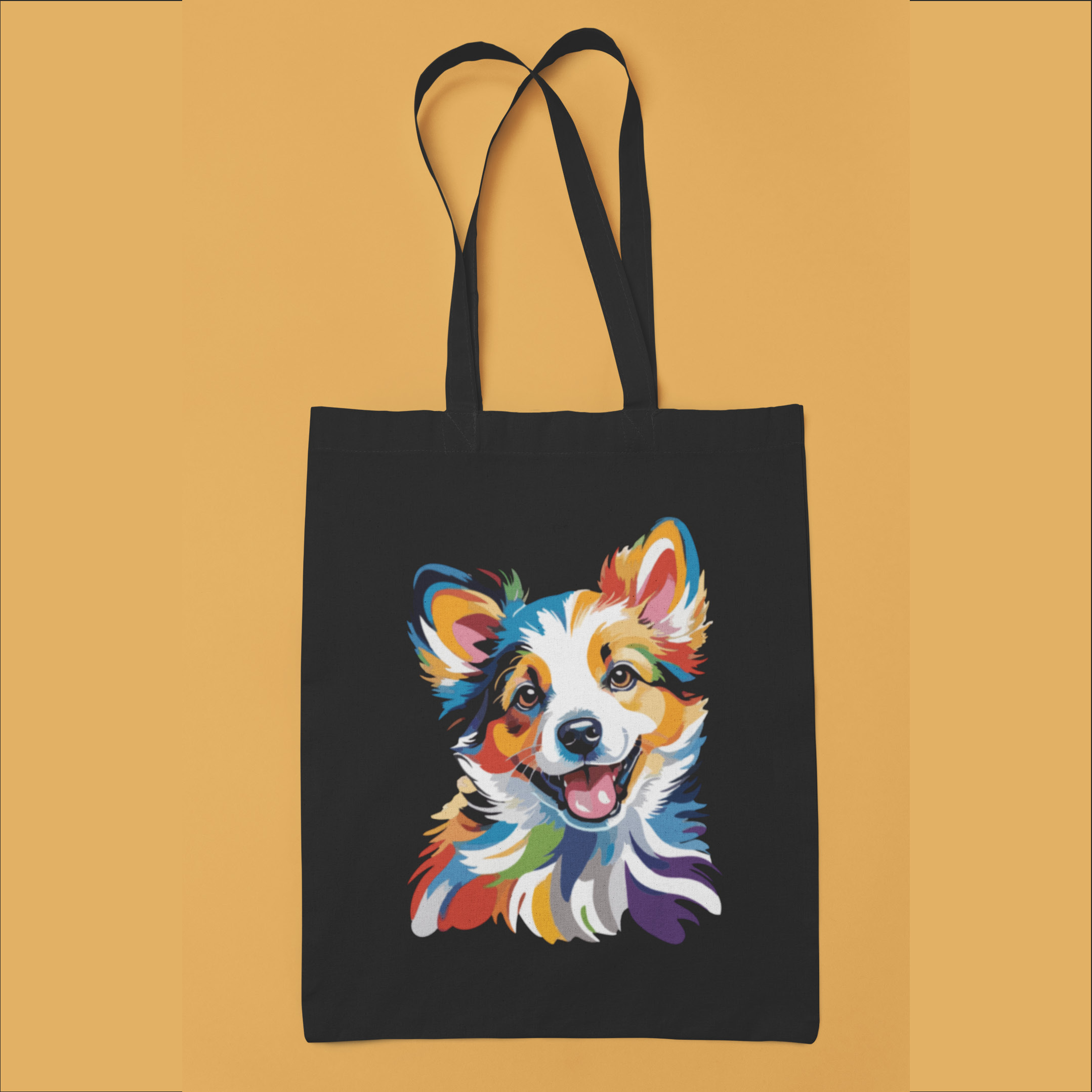 Colorful Dog Print Tote Bag