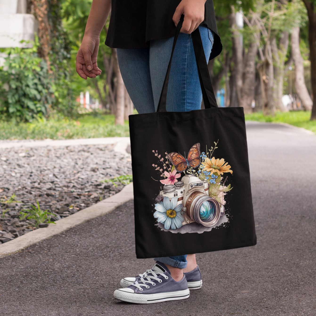 Floral Camera Tote Bag