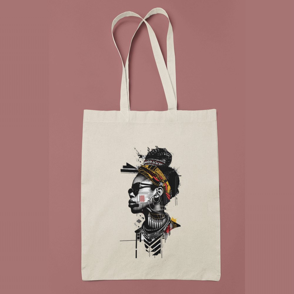 Canvas Tote Bag with Afro Futuristic Art
