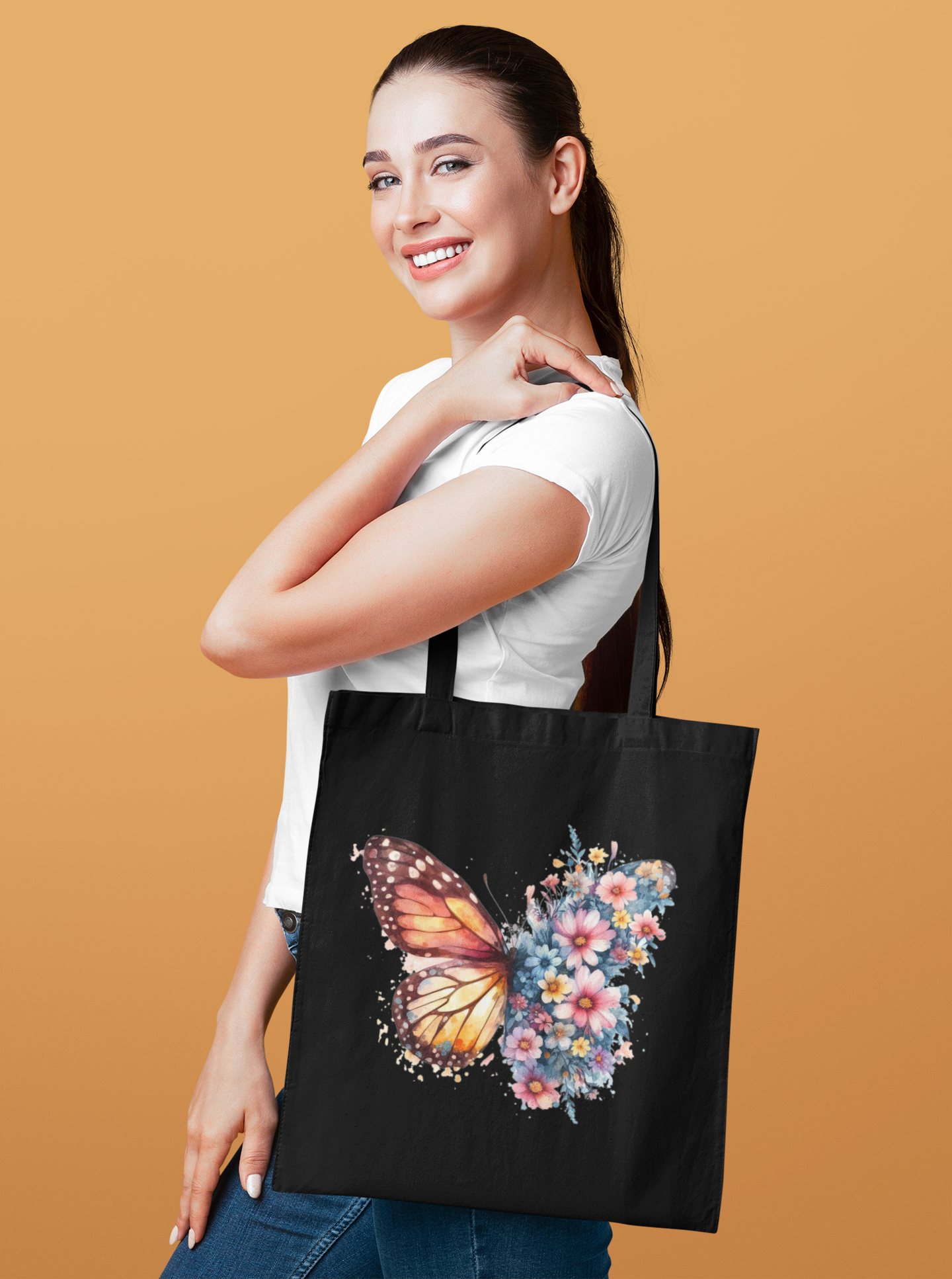 Butterfly Floral Tote Bag