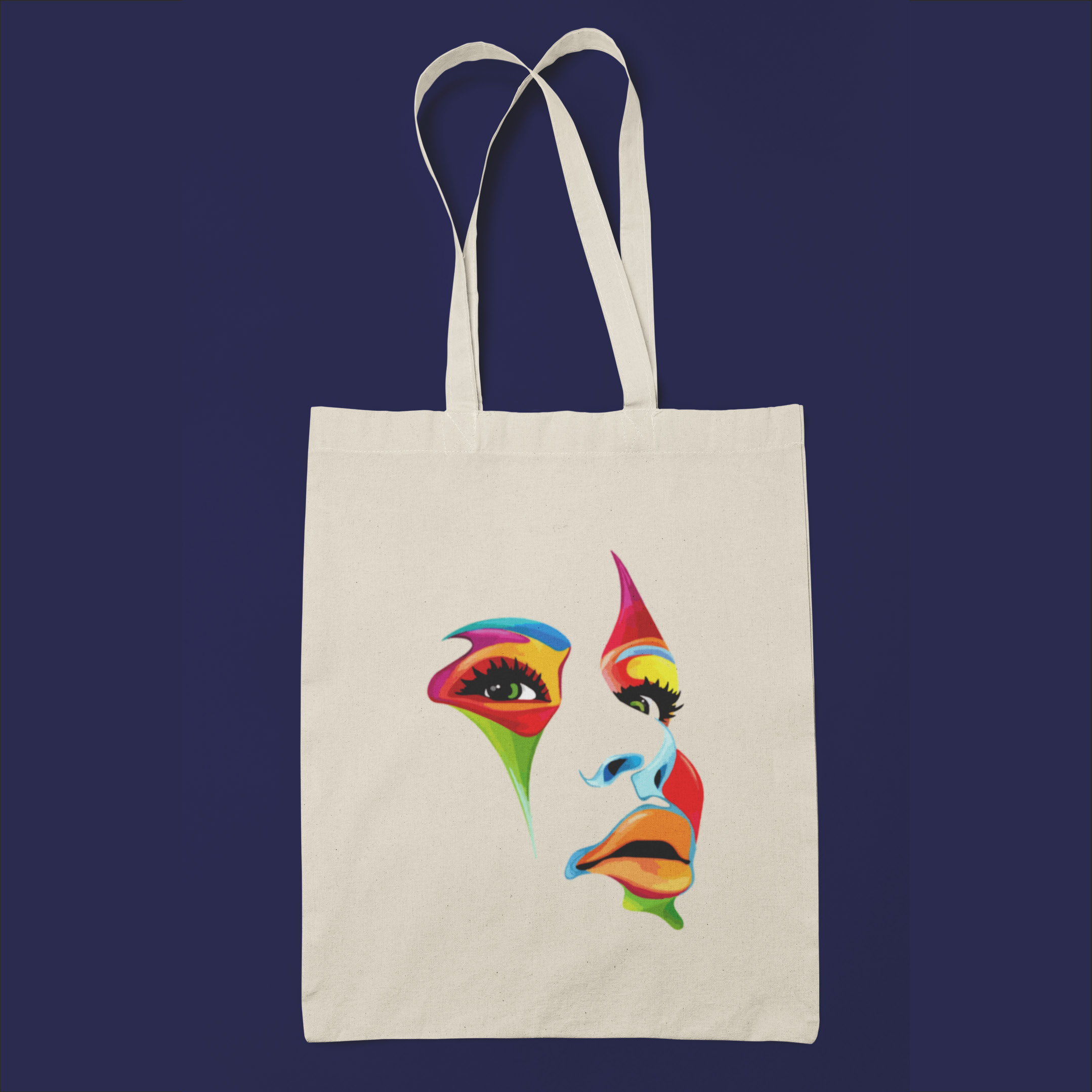 Artistic Face Print Tote Bag