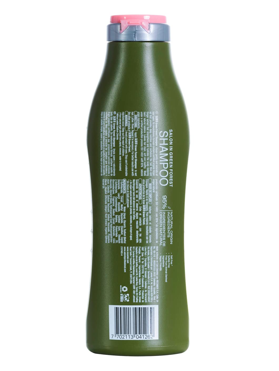 Salon In Recamier Green Forest Moisturizing Natural Hair Shampoo with Argan & Jojoba Oil for Dry & Damaged Hair, Sulfate-Free 10.1 OZ