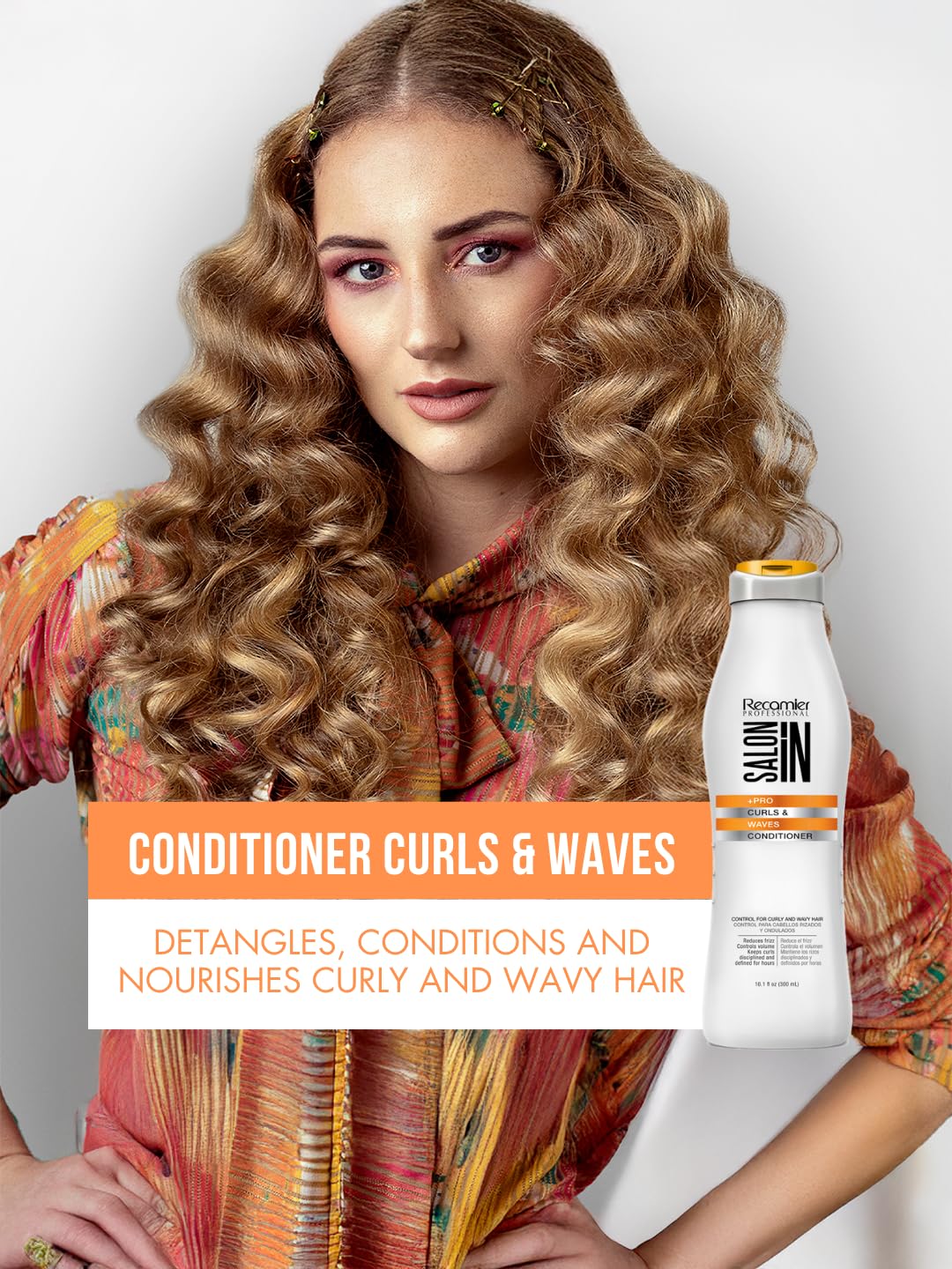 Salon In Recamier Curls and Waves Conditioner | Detangles & Nourishes | Hydrating & Frizz Control | For Curly and Wavy Hair | 10.1 fl.oz.