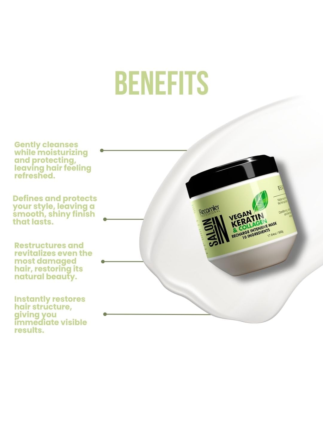 RECAMIER PROFESSIONAL SALON IN Vegan Keratin & Collagen Hair Recharge Intensive Mask 17.6oz.