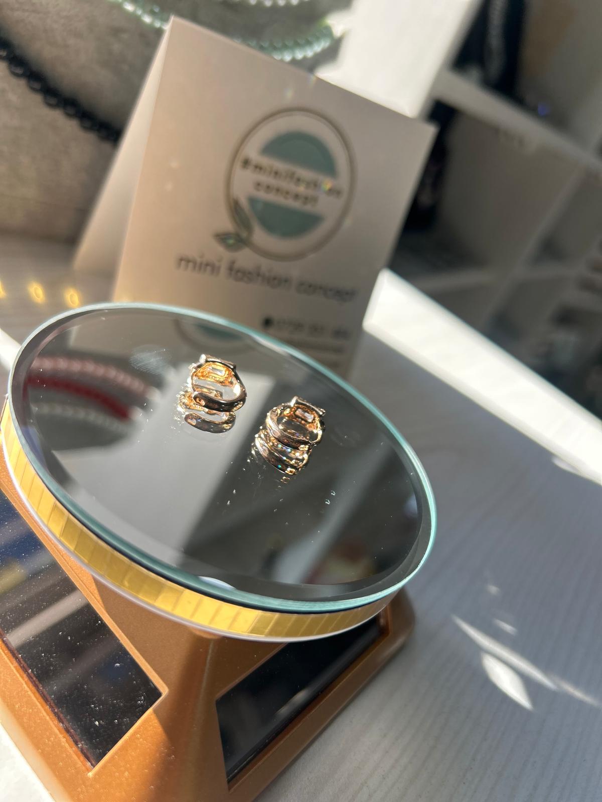 Cercei din inox cu zirconiu