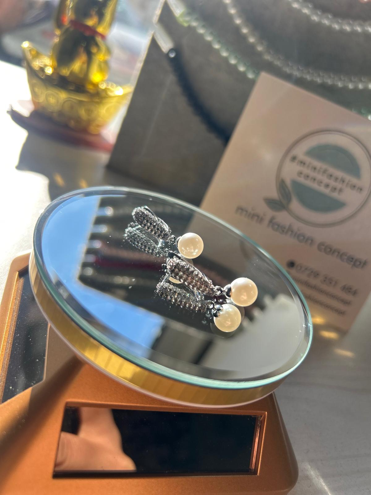 Cercei din inox cu zirconiu