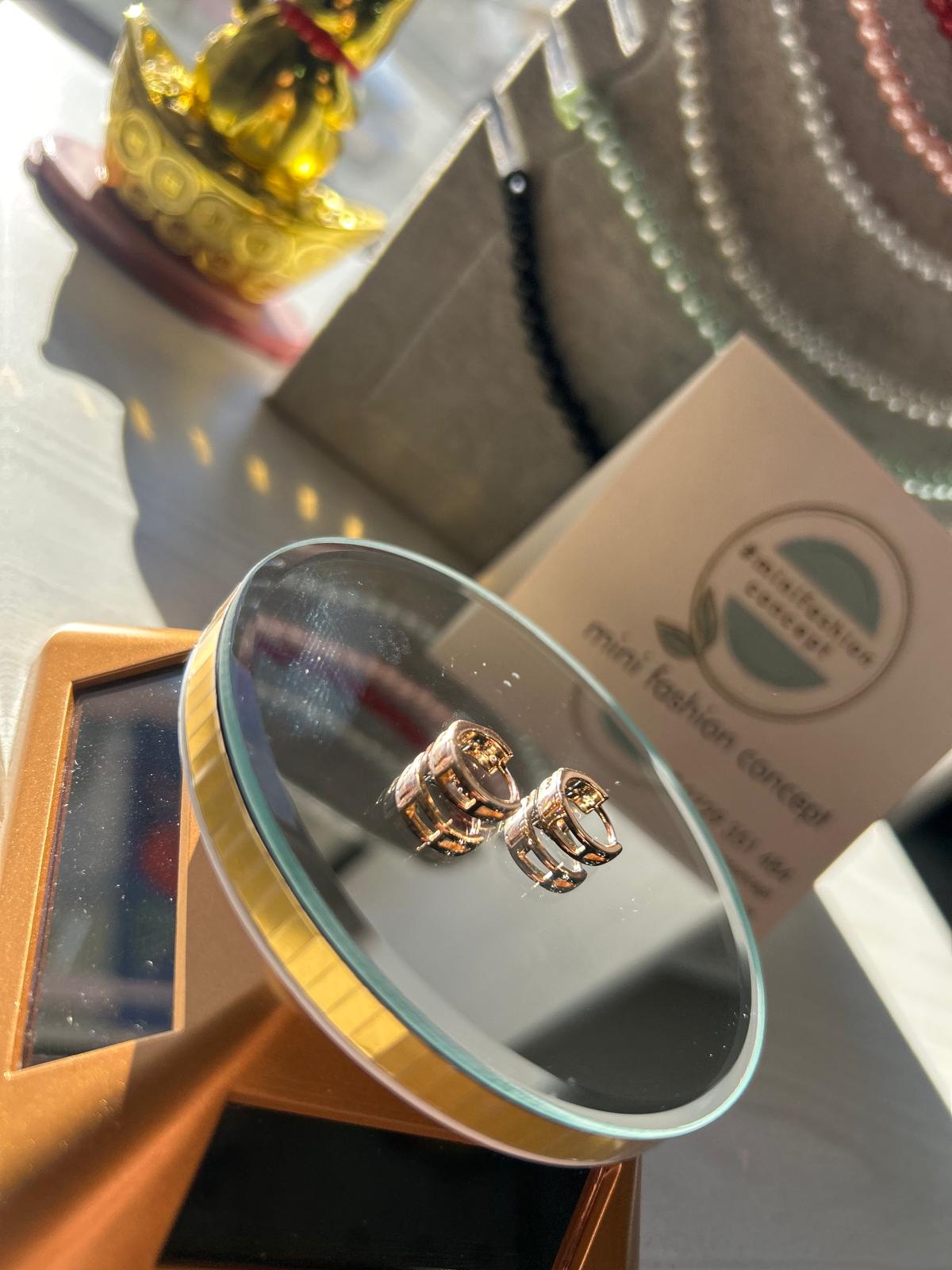 Cercei din inox cu zirconiu