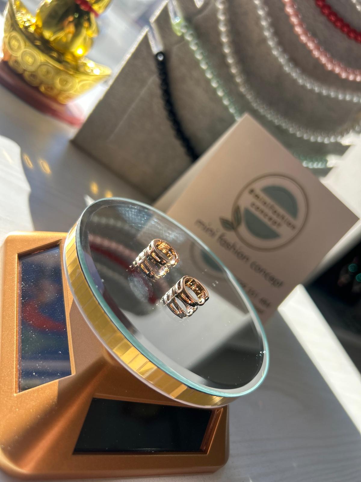 Cercei din inox cu zirconiu