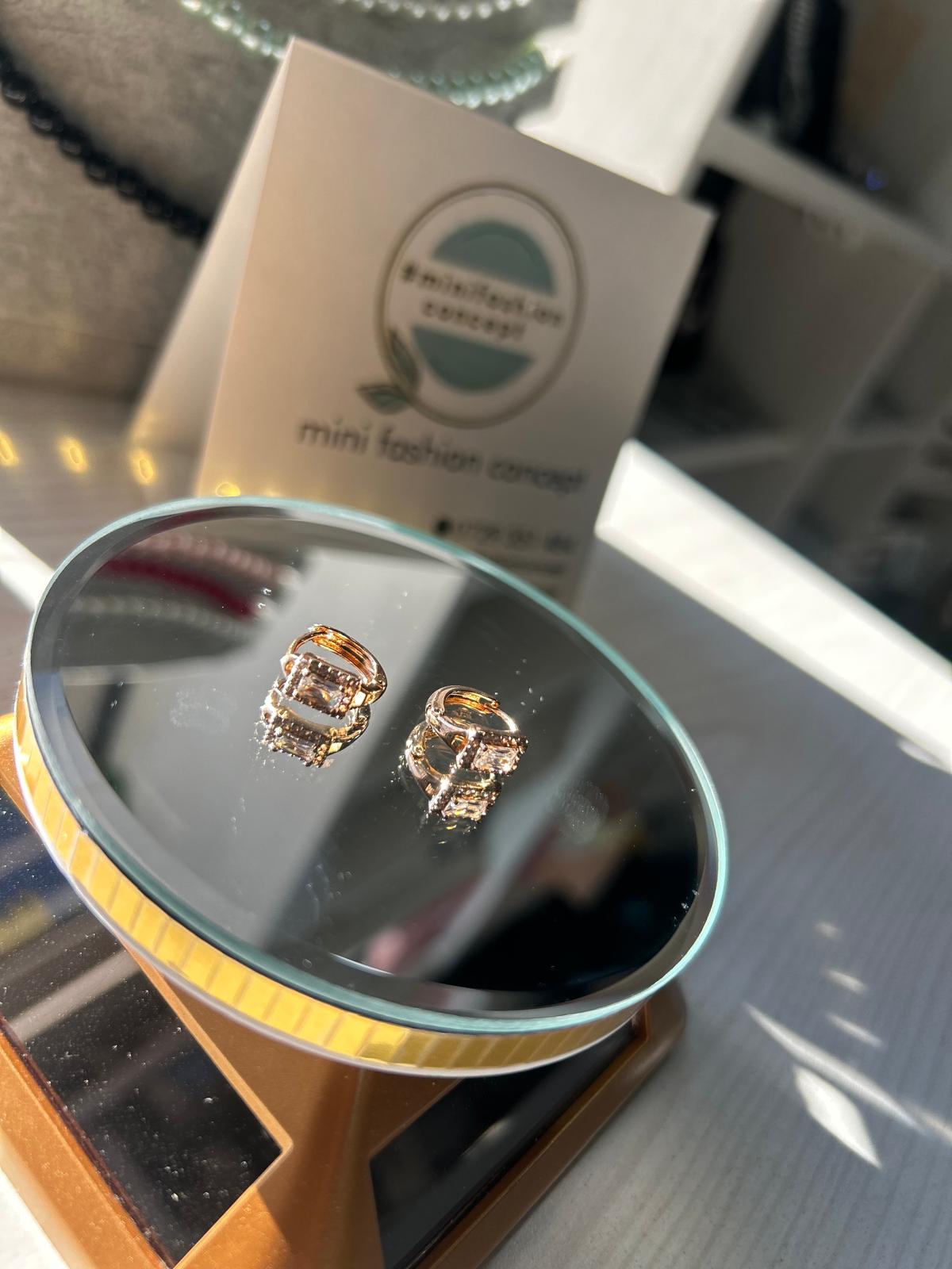 Cercei din inox cu zirconiu