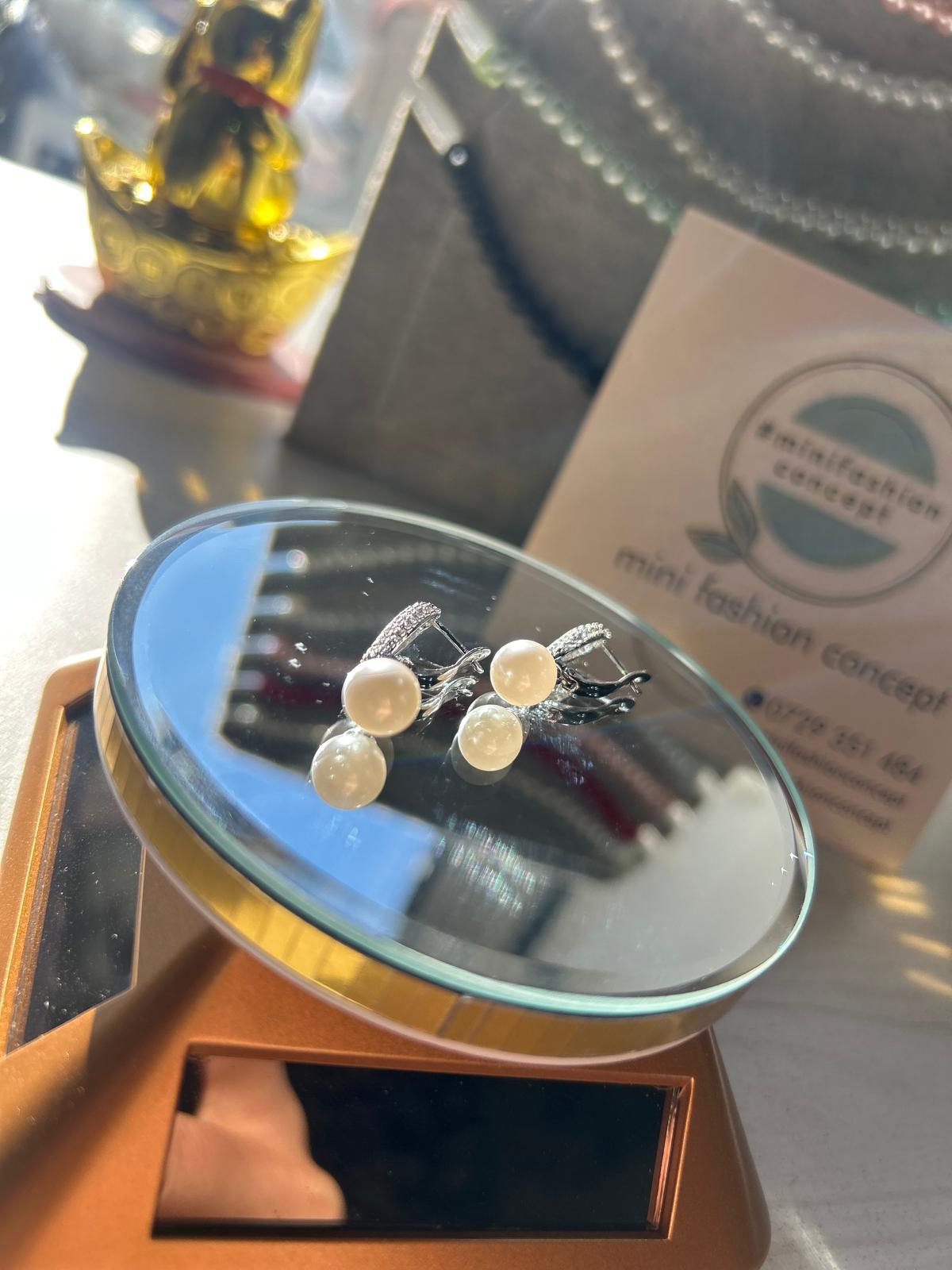 Cercei din inox cu zirconiu