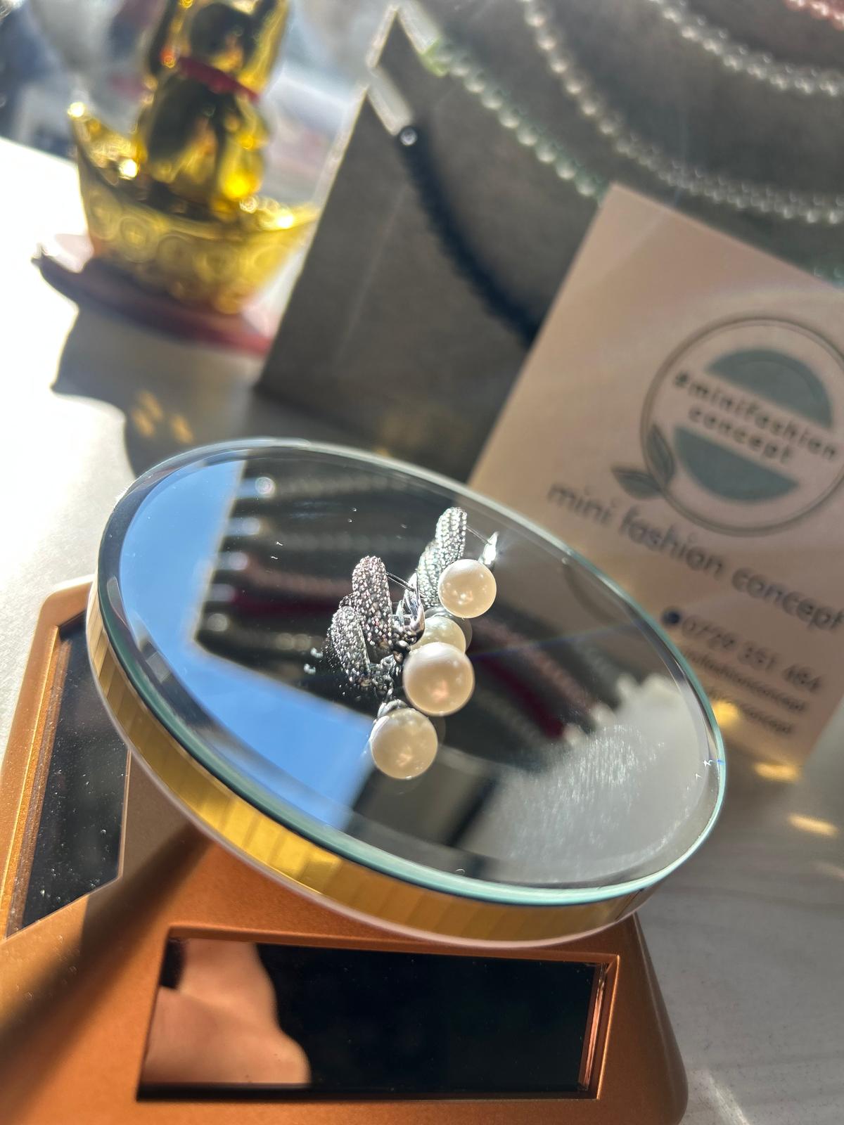 Cercei din inox cu zirconiu