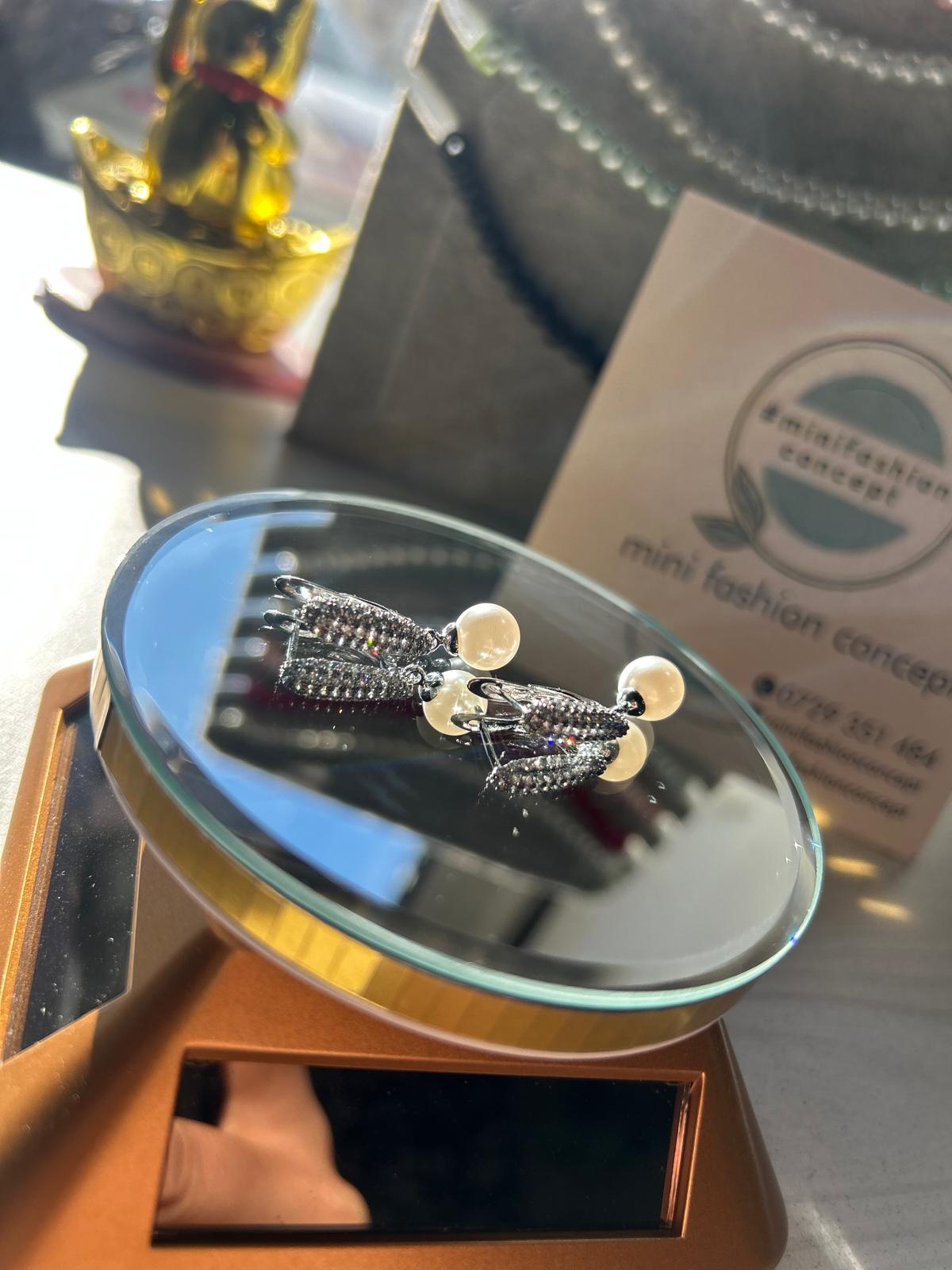 Cercei din inox cu zirconiu