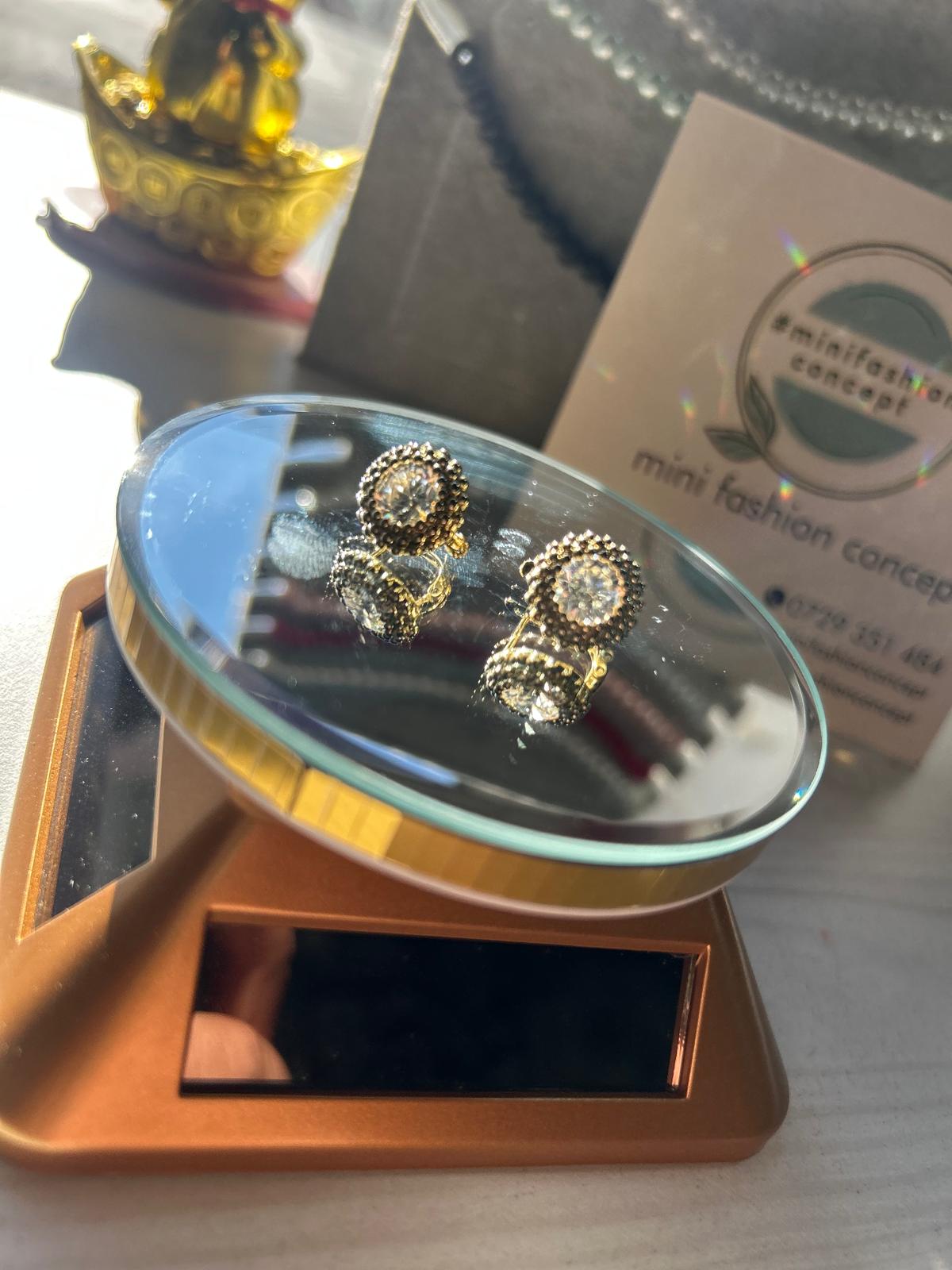 Cercei din inox cu zirconiu