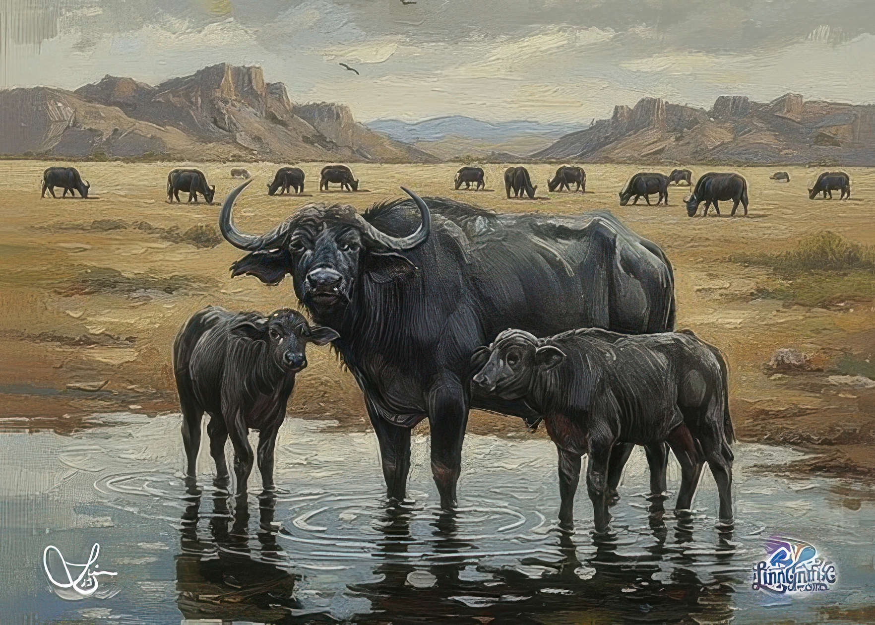 African Cape Buffalo Family