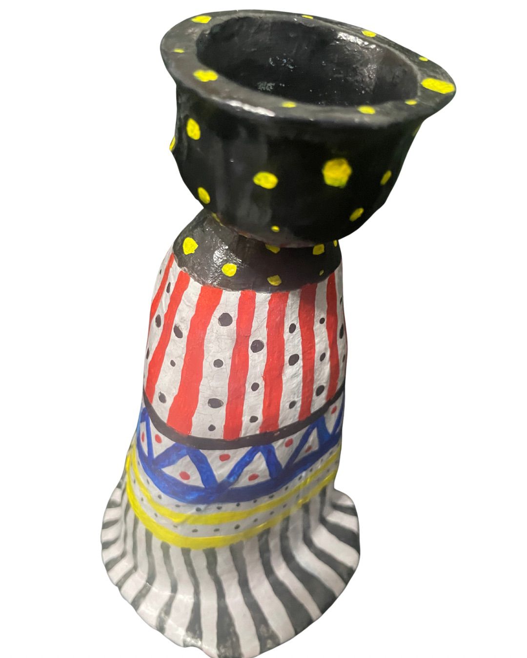 Castiçal artesanal em cerâmica