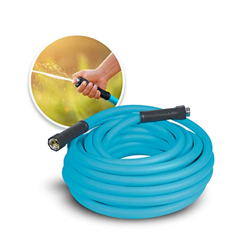 Aqua Joe 50ft Professional-Grade Hybrid Polymer Garden Hose with Dual Swivel Grips, 500-PSI Burst Rating