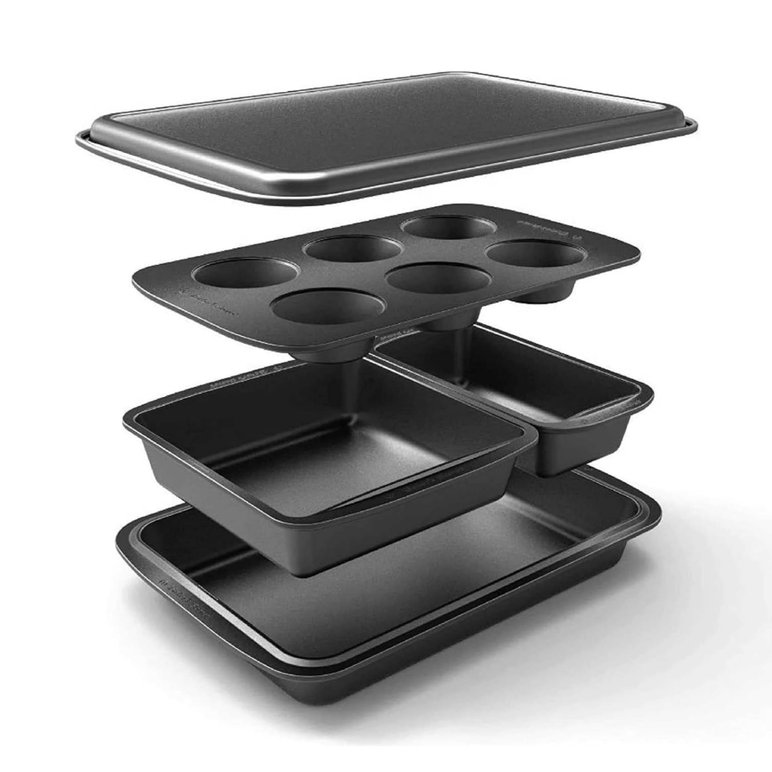 Baker’s Secret Bakeware Sets Stackable Baking Set of 5 Bakeware Pans, Bakeware Set, Baking Pan Set, Muffin Pan