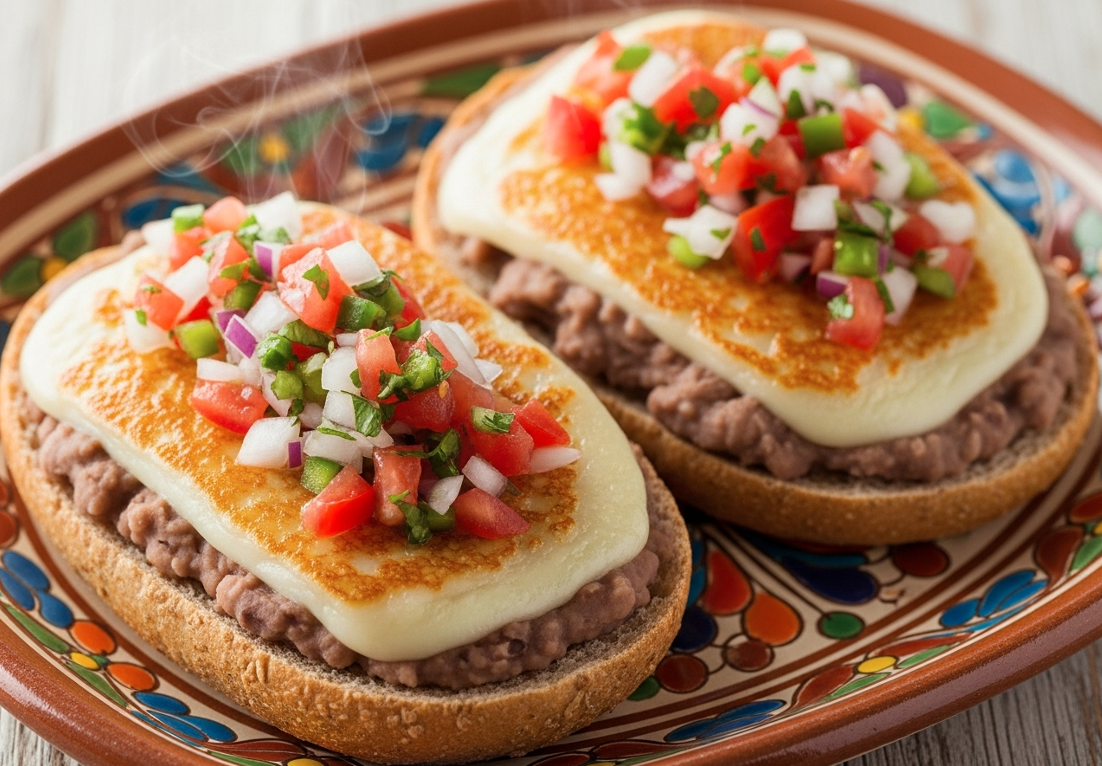 Molletes con Frijoles