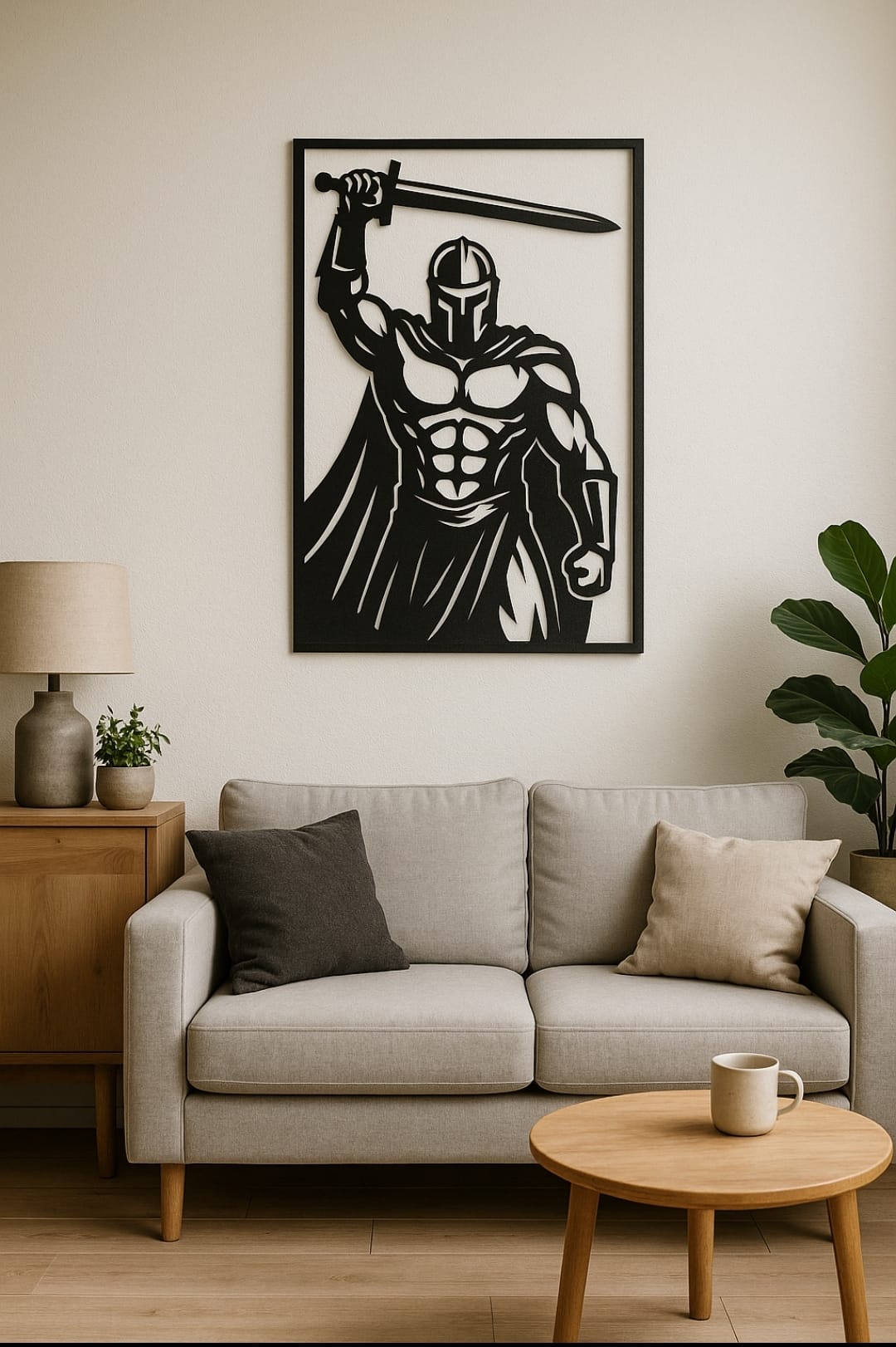 Cuadro de guerrero metálico