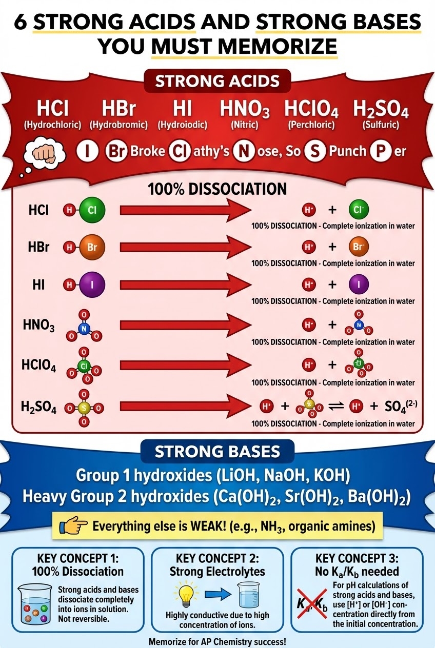 Strong Acids & Bases Study Chart AP Chemistry Unit 8 