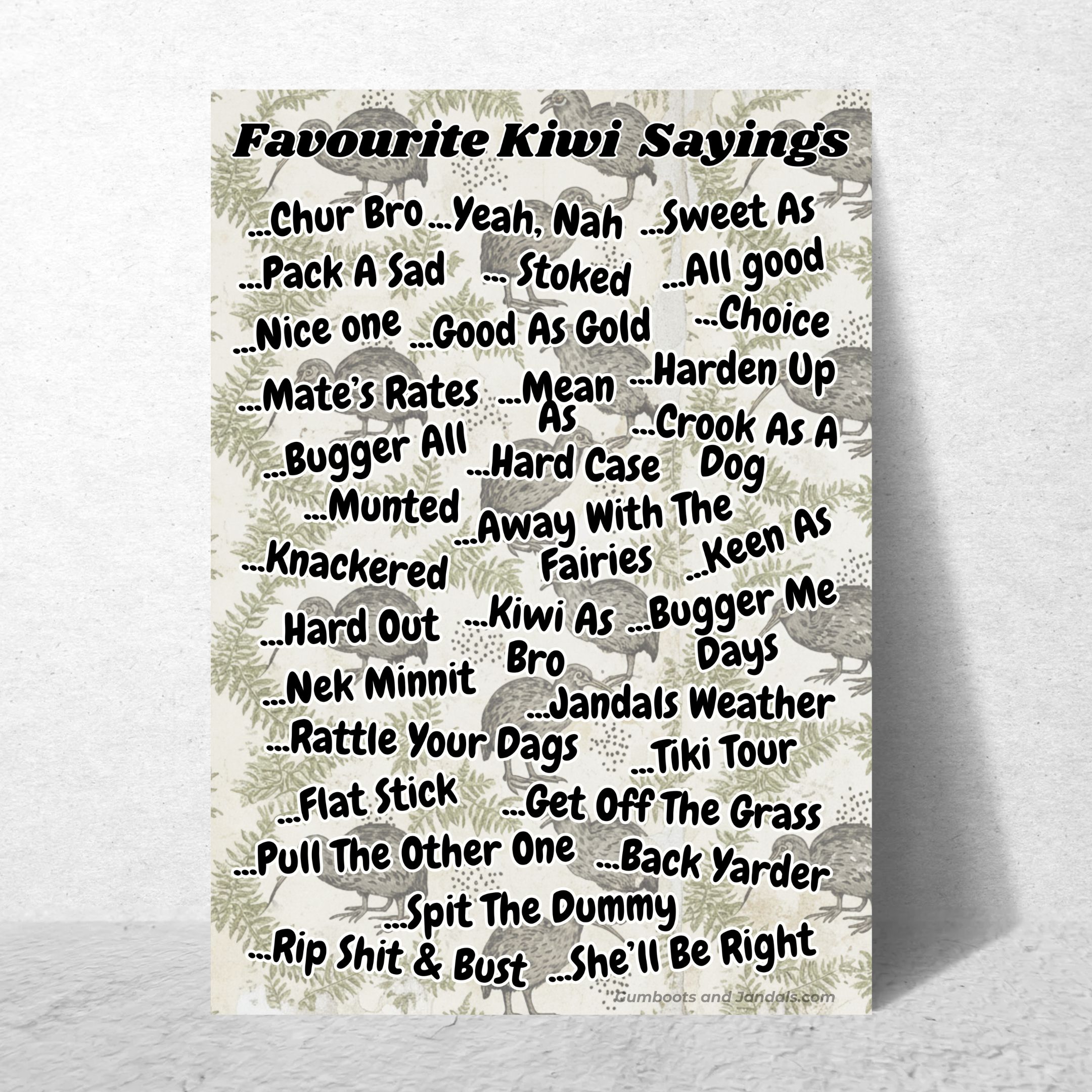 Favourite Kiwi Sayings Poster
