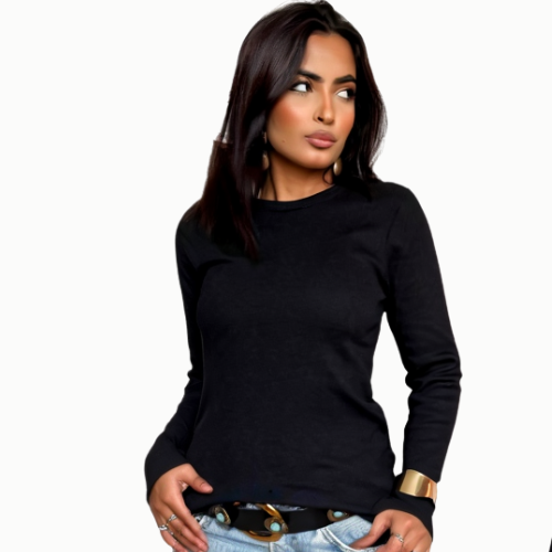 T-Shirt Manga Longa - Preta