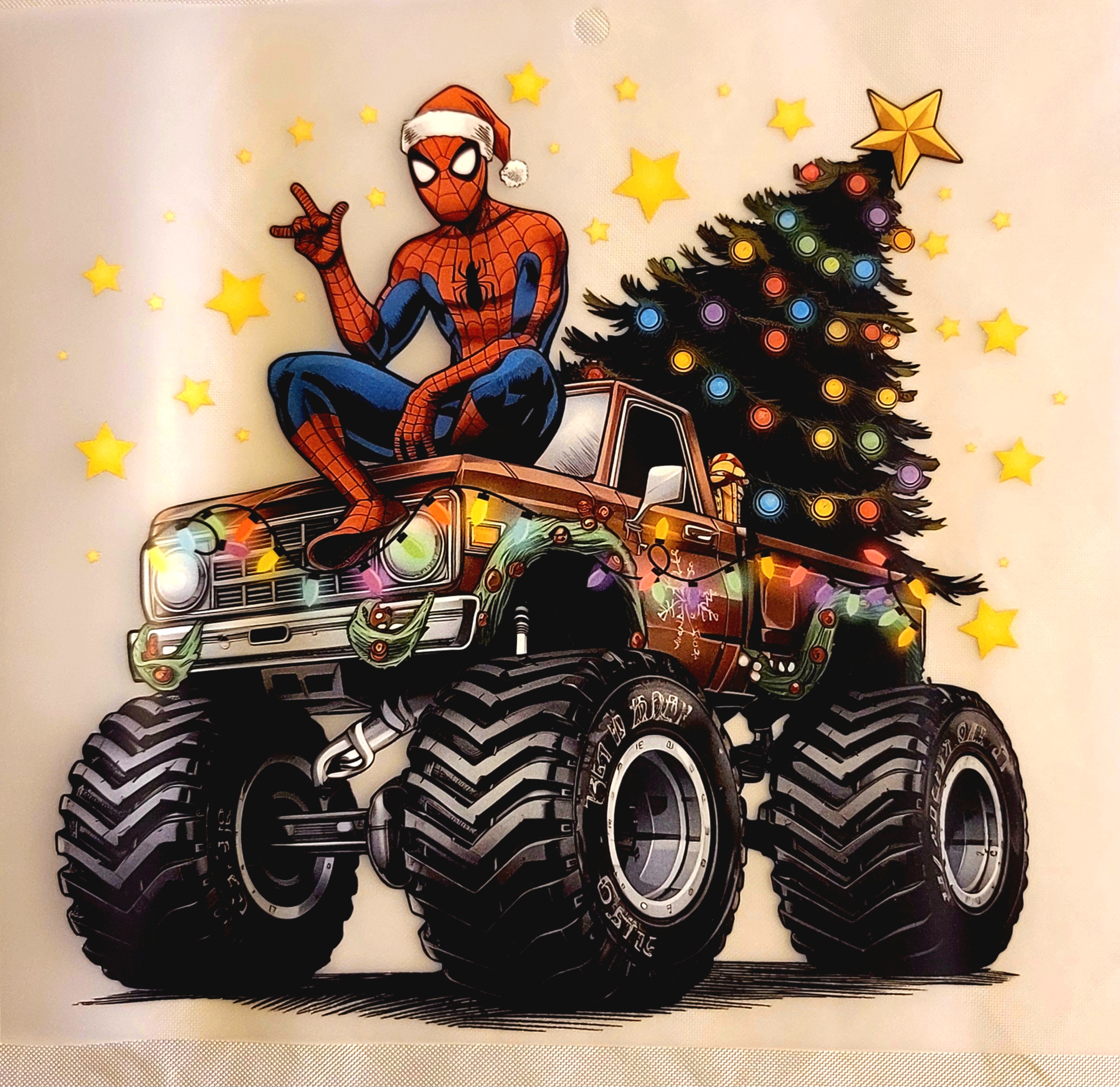 Spiderman Monster Truck Christmas DTF print (Child size)