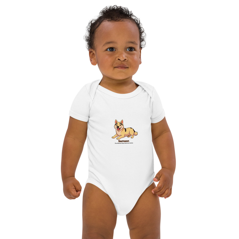 Samson print organic cotton baby bodysuit
