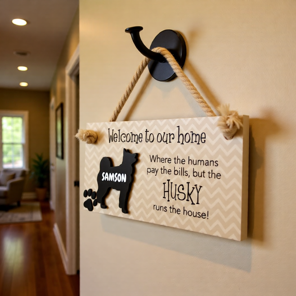 Dog Lover Wooden Sign,  Husky or Beagle Wall Plaque 